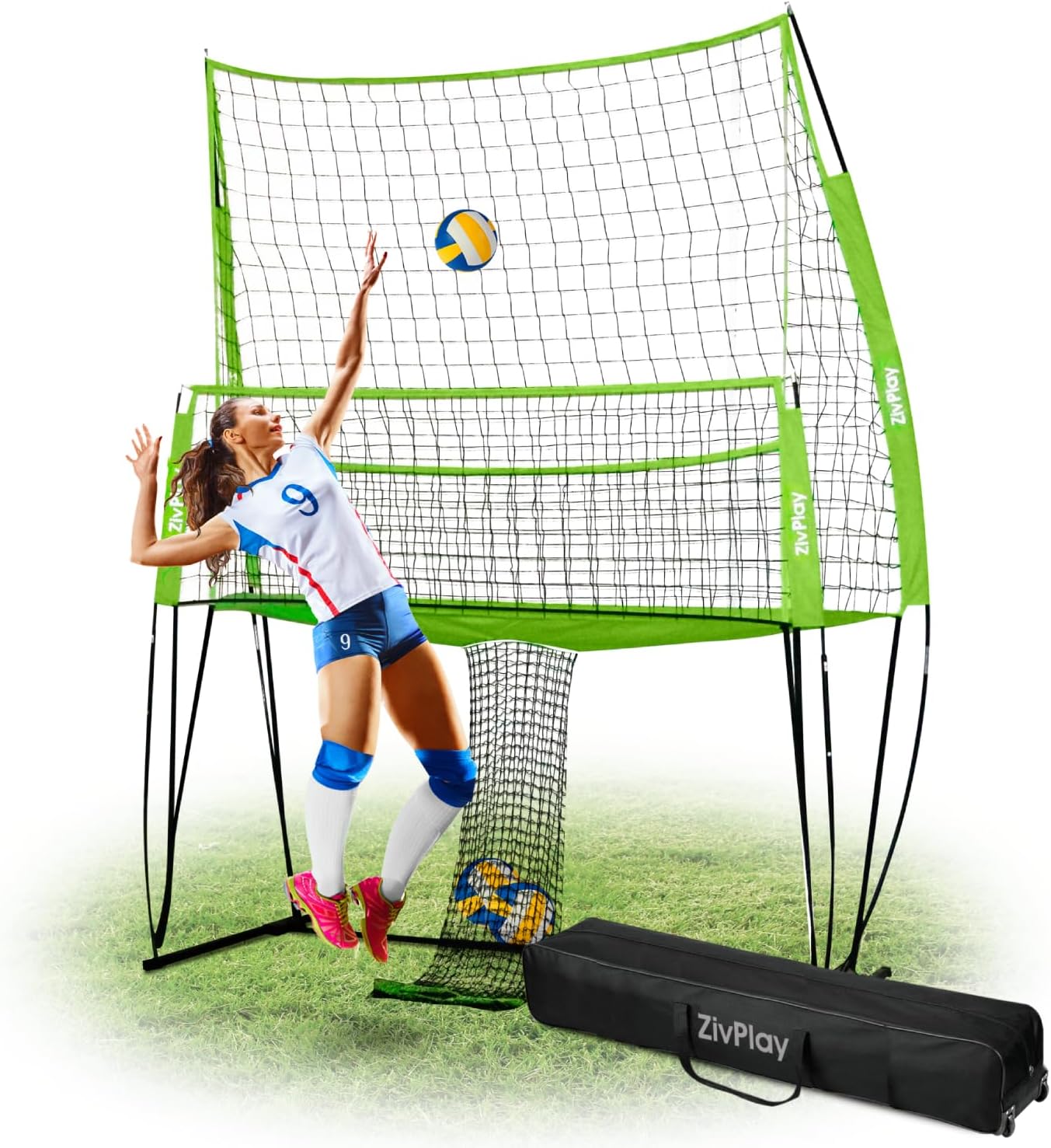 Volleyball Training Net System Volleyball Practice Net Portable Volleyball Train...