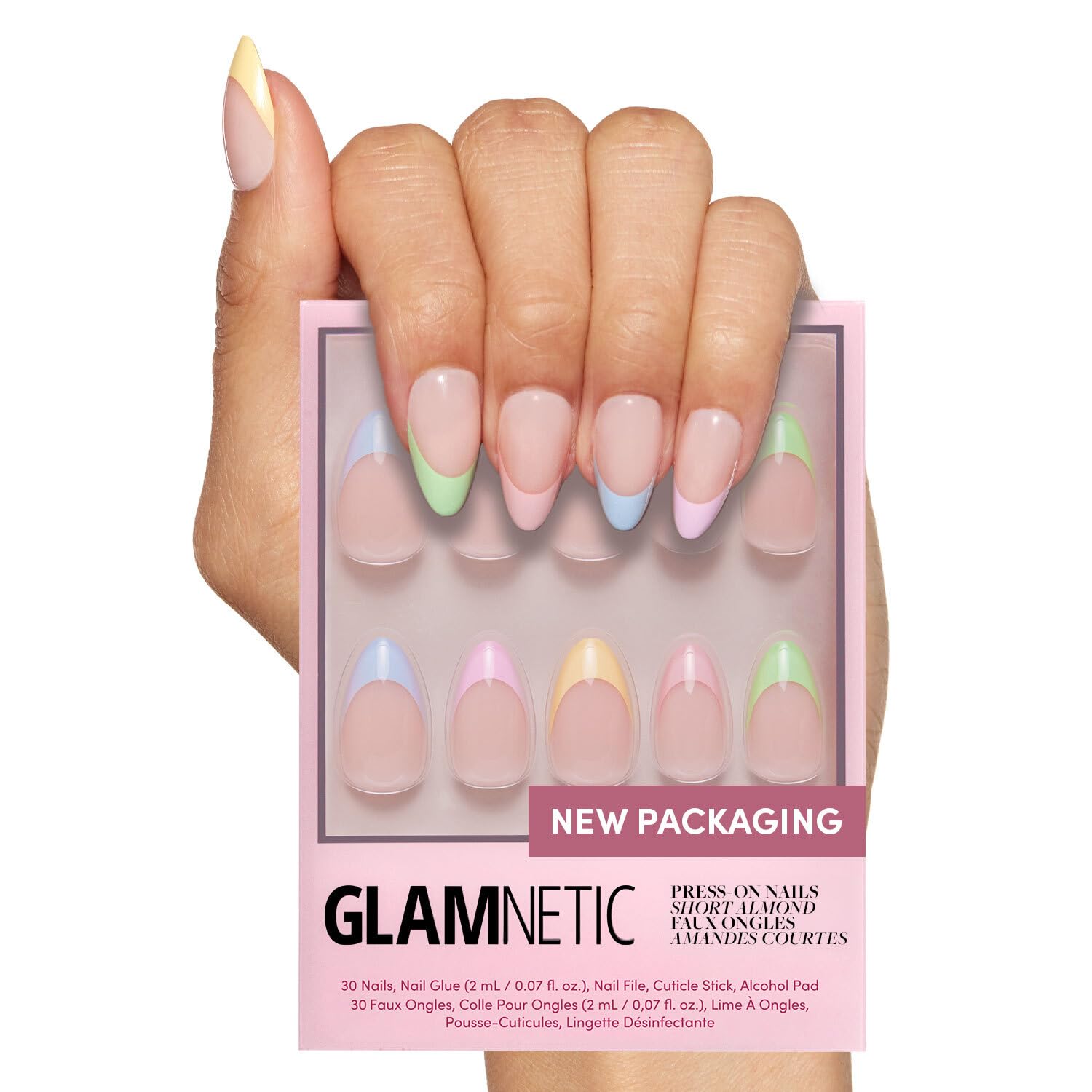 Glamnetic Confetti Press On Nails, Special Semi-Transparent Nail Kit for Short A...