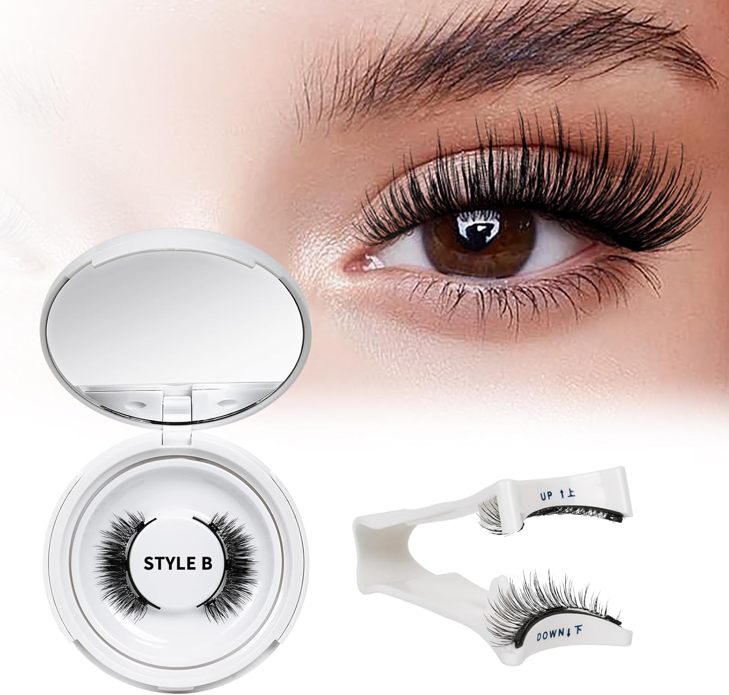 Magnetic-Eyelashes Natural Look, 1 Pair Reusable Magnetic Lashes Kit with Applic...