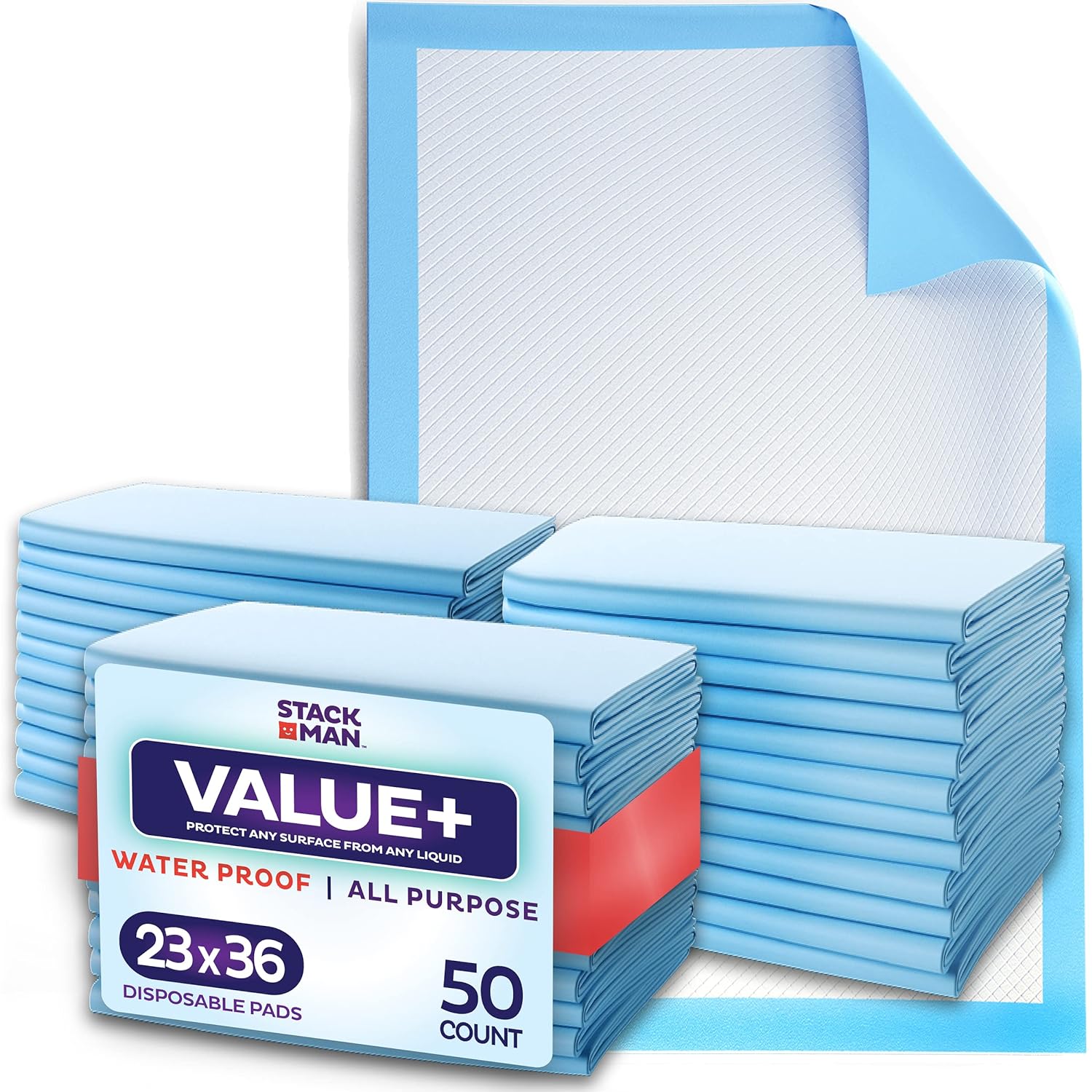 Chucks Pads Disposable [50-Pack] Underpads 23x36 Incontinence Chux Pads Absorben...