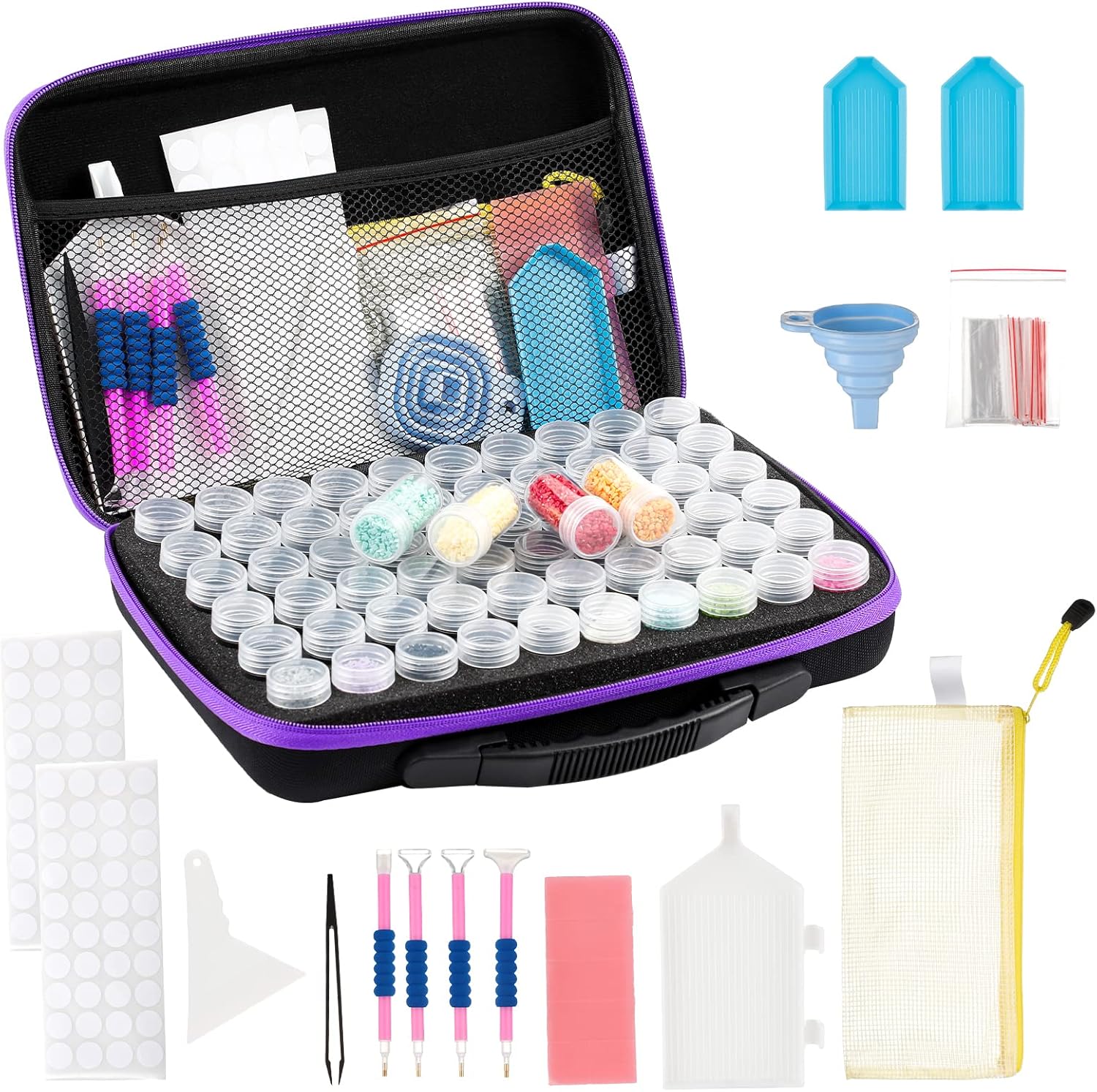 Douorgan 60-Slot Diamond Art Storage Case - Portable Shockproof Organizer and Ac...