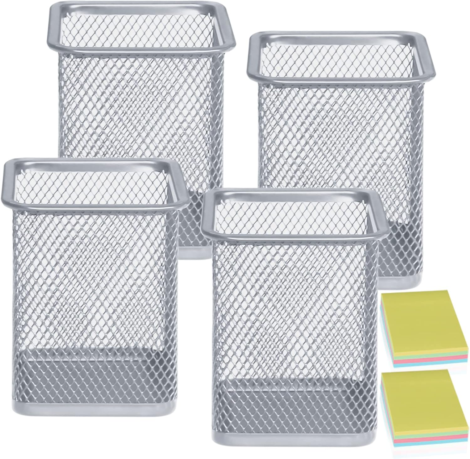 Qualsen Pen Holder, Special Pen Pot for Desk Organized, Innovative 4 Pack Silver...