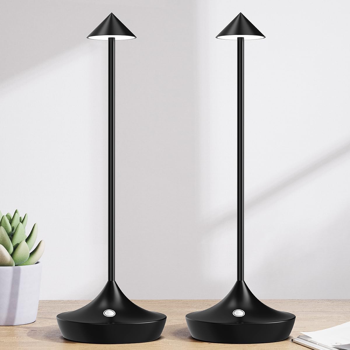 Hapfish Battery Operated Table Lamps for Living Room Set of 2, Rechargeable Cord...