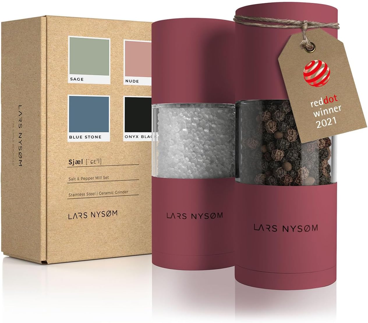 LARS NYSØM Salt and Pepper Grinder Set I Salt and Pepper Mills with Adjustable C...
