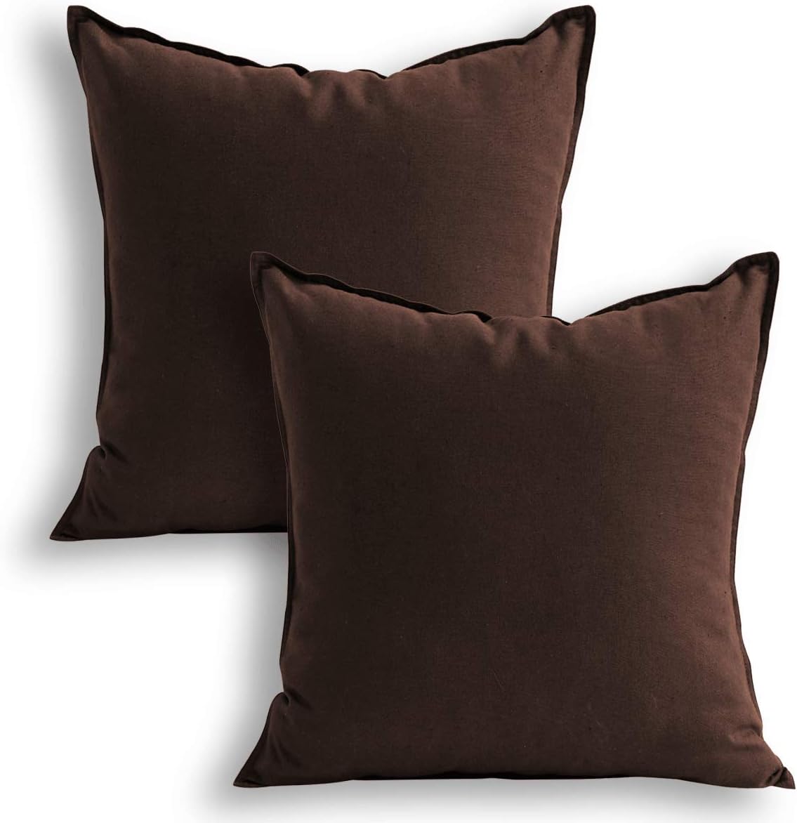 Jeanerlor Pack of 2 Cotton Linen Soft Soild Decorative Square Throw Pillow Cover...
