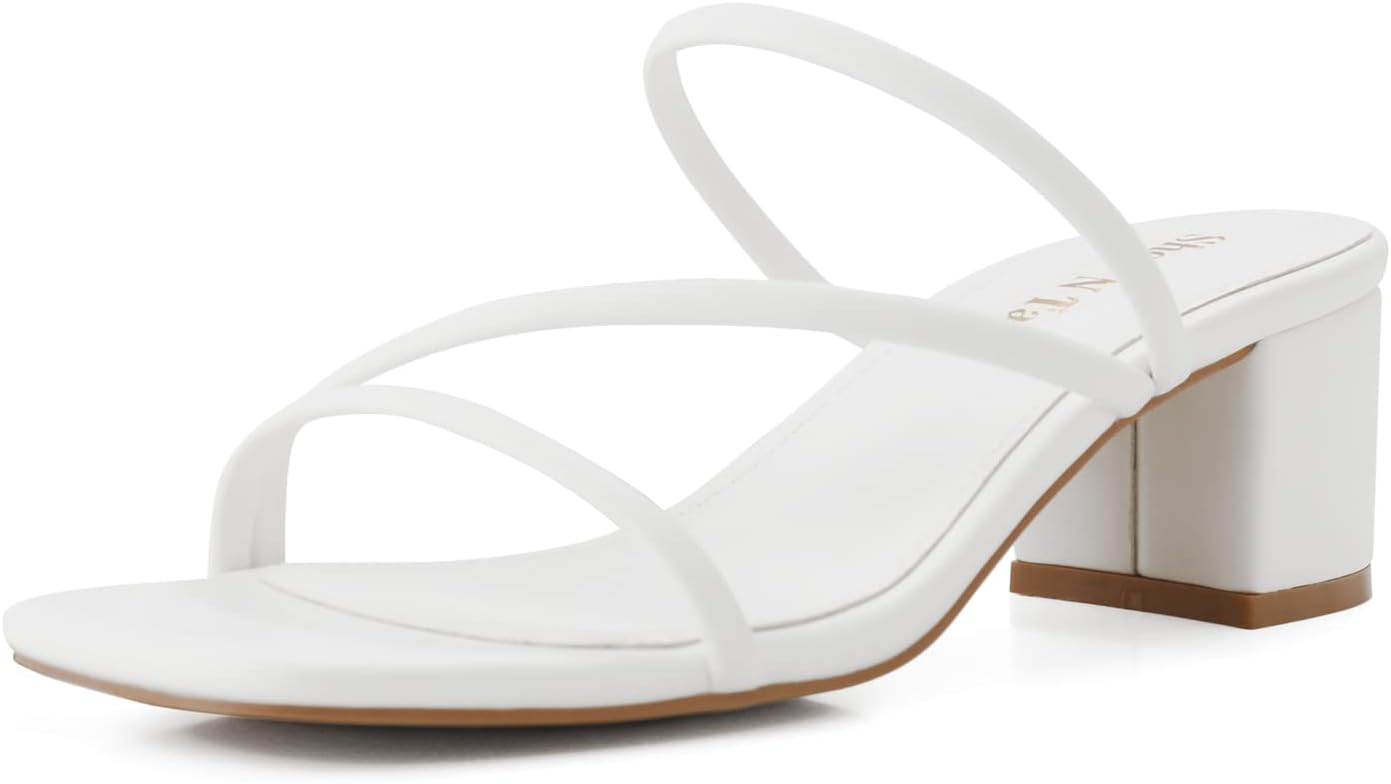 Shoe'N Tale Strappy Heels For Women Low Chunky Block Heel Heeled Sandals Square...