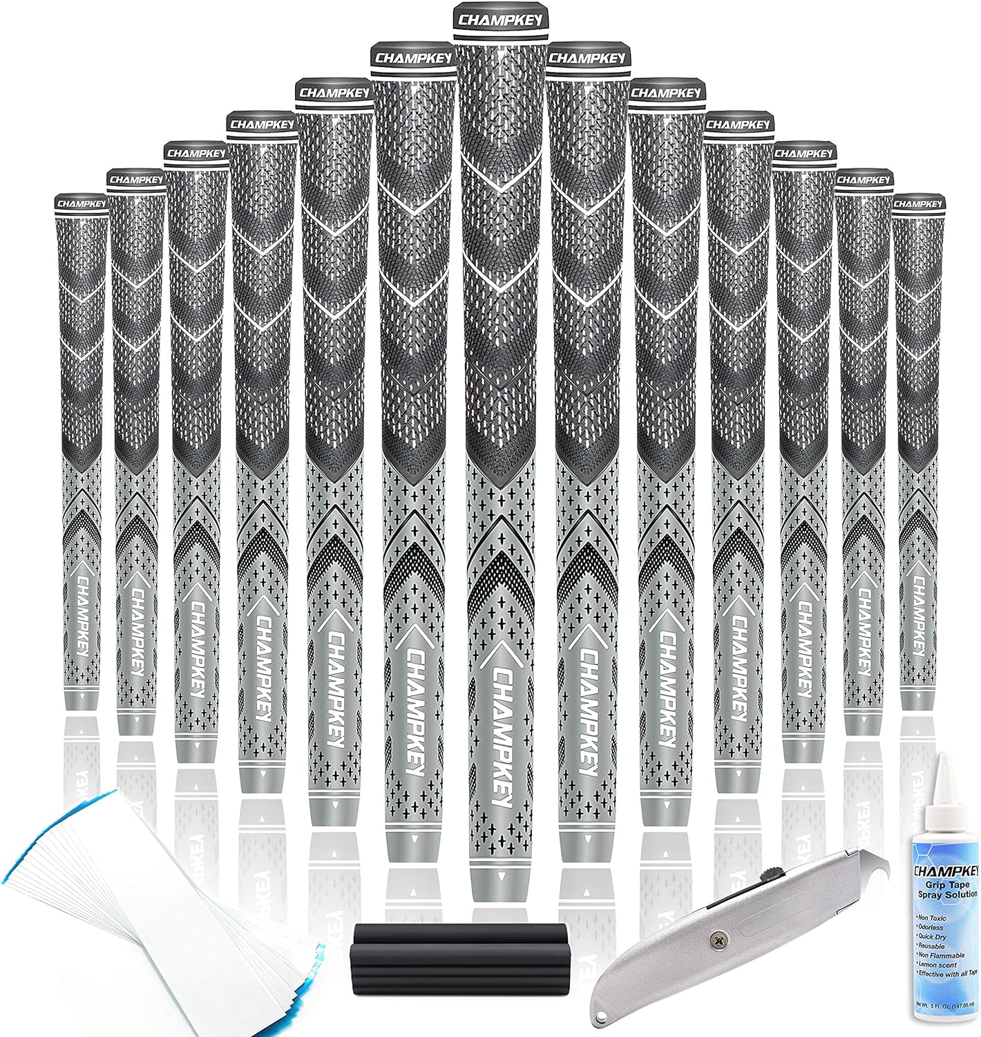 CHAMPKEY Golf Grips 13 Pack | Come with Solvent,15 Tapes,Vise Clamp and Hook Bla...
