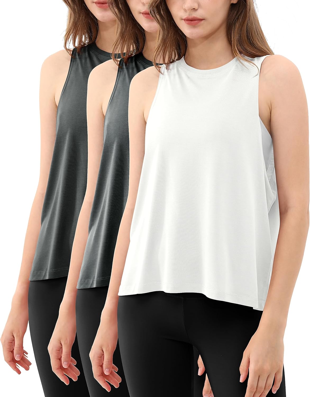 ODODOS 3-Pack Loose Tank Tops, Special Women's Sleeveless Gym Tops, Innovative A...