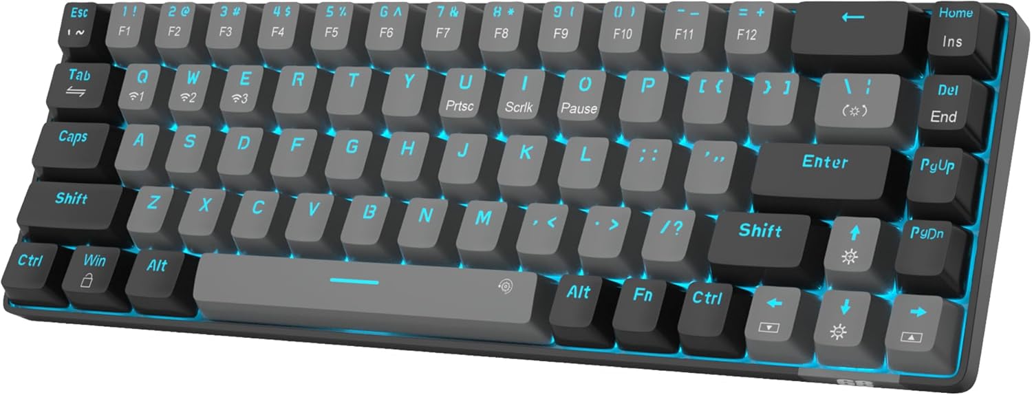 MageGee Wireless Portable 60% Gaming Mechanical Keyboard, BT/2.4G/Wired Minimali...