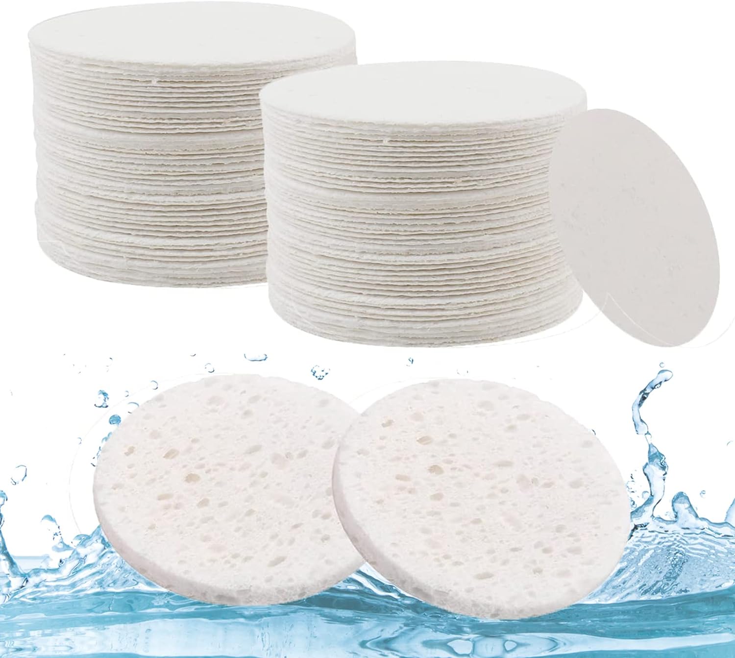 60 Count Facial Sponges Cleansing, White Compressed Face Sponges Cleansing Natur...