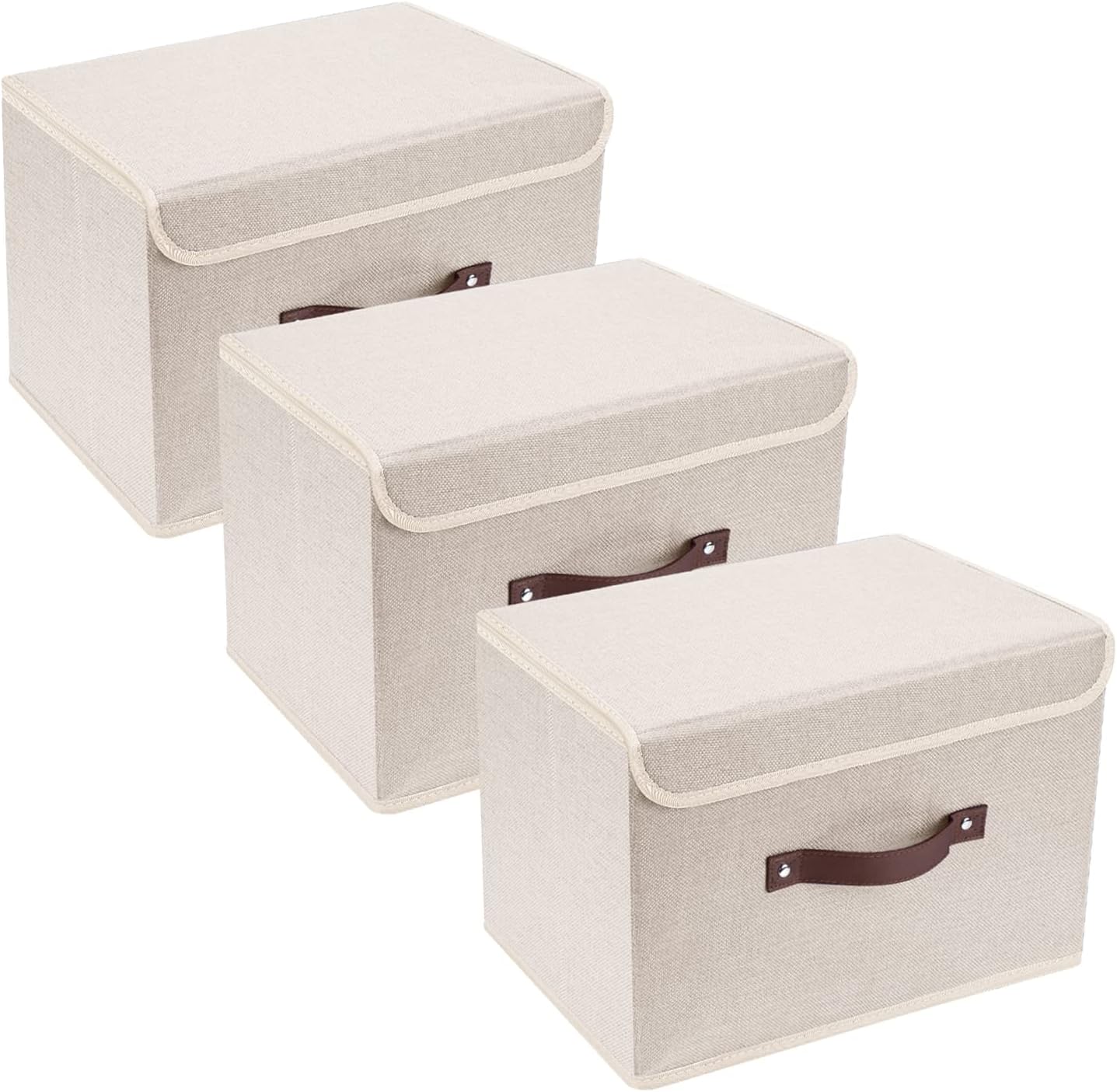 TYEERS Collapsible Storage Box with Lid, Fabric Storage Box for Clothes, Wardrob...