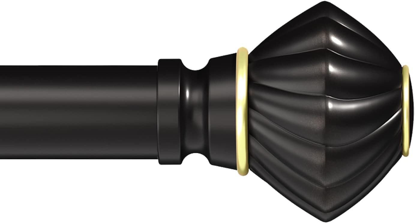 Curtain Rods for Windows 66 to 120 inches, 1 inch Diameter Adjustable Length Bla...