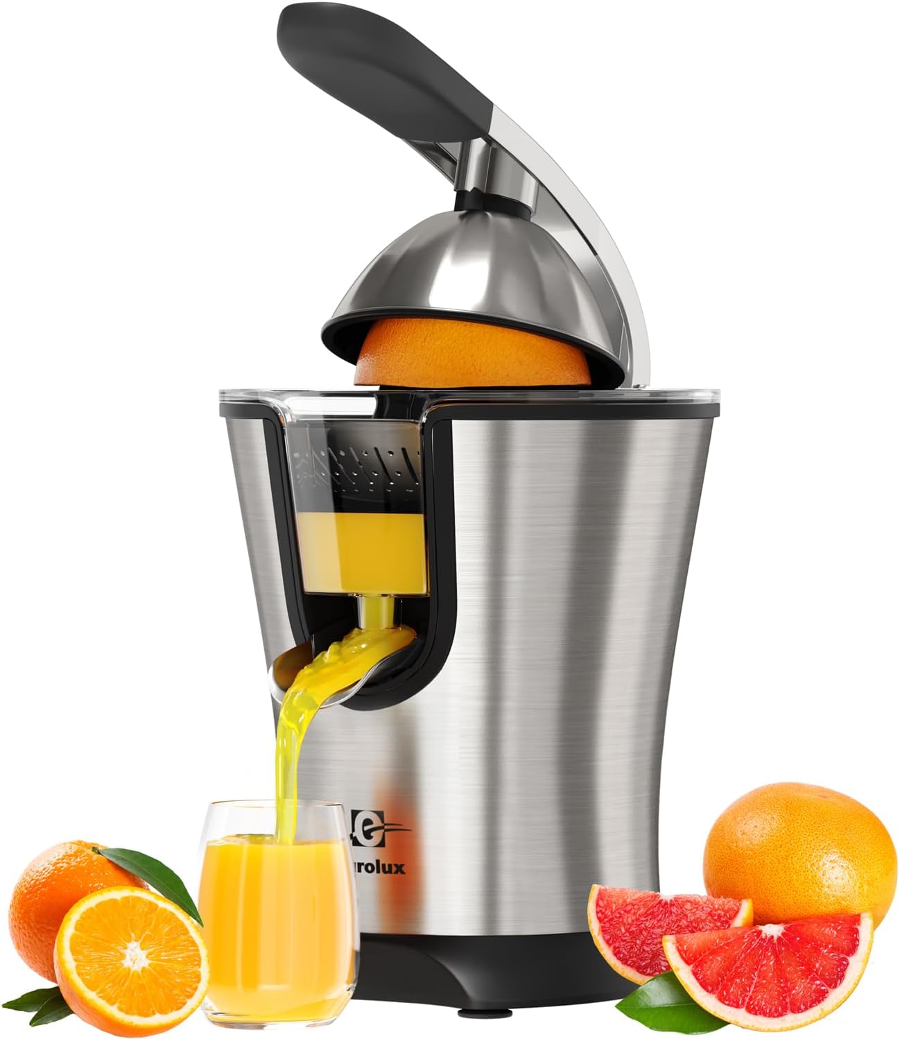 Eurolux Premium Electric Orange Juicer | Stainless Steel Citrus Squeezer With Ne...