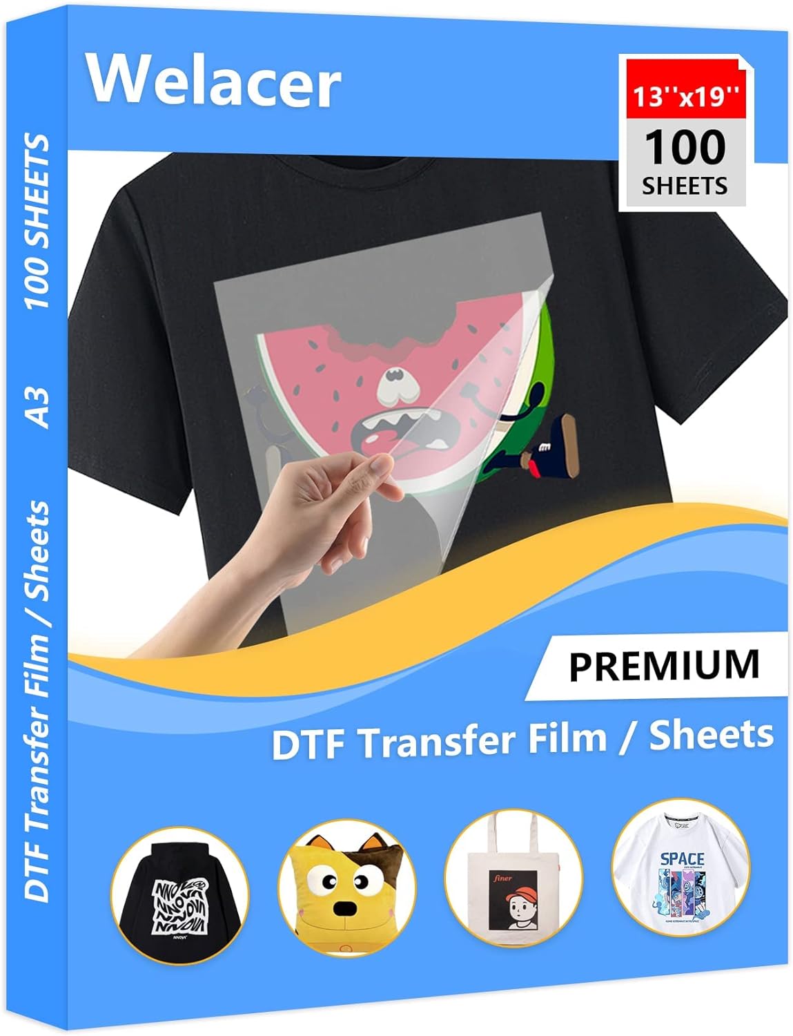 100 Sheets DTF Transfer Film Paper 13x19 Inch Double Sided Thick Clear Pretreat...