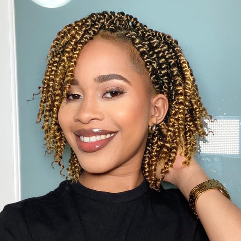 Passion Twist Crochet Hair 8Inch Passion Twist Hair 8 Packs Pre-Twisted Short Pa...