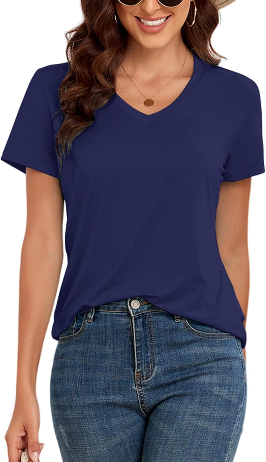 KevaMolly V Neck Basic T Shirts for Women UPF 50+ Short Sleeve 2024 Summer Trend...