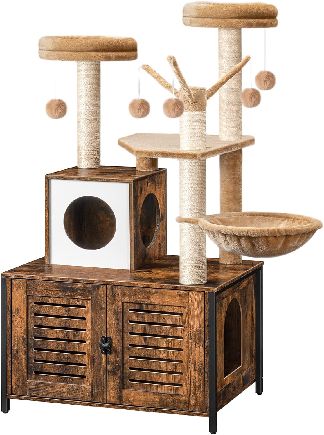 HOOBRO Cat Tree, Special Cat Furniture with Litter Box Enclosure, Innovative Scr...