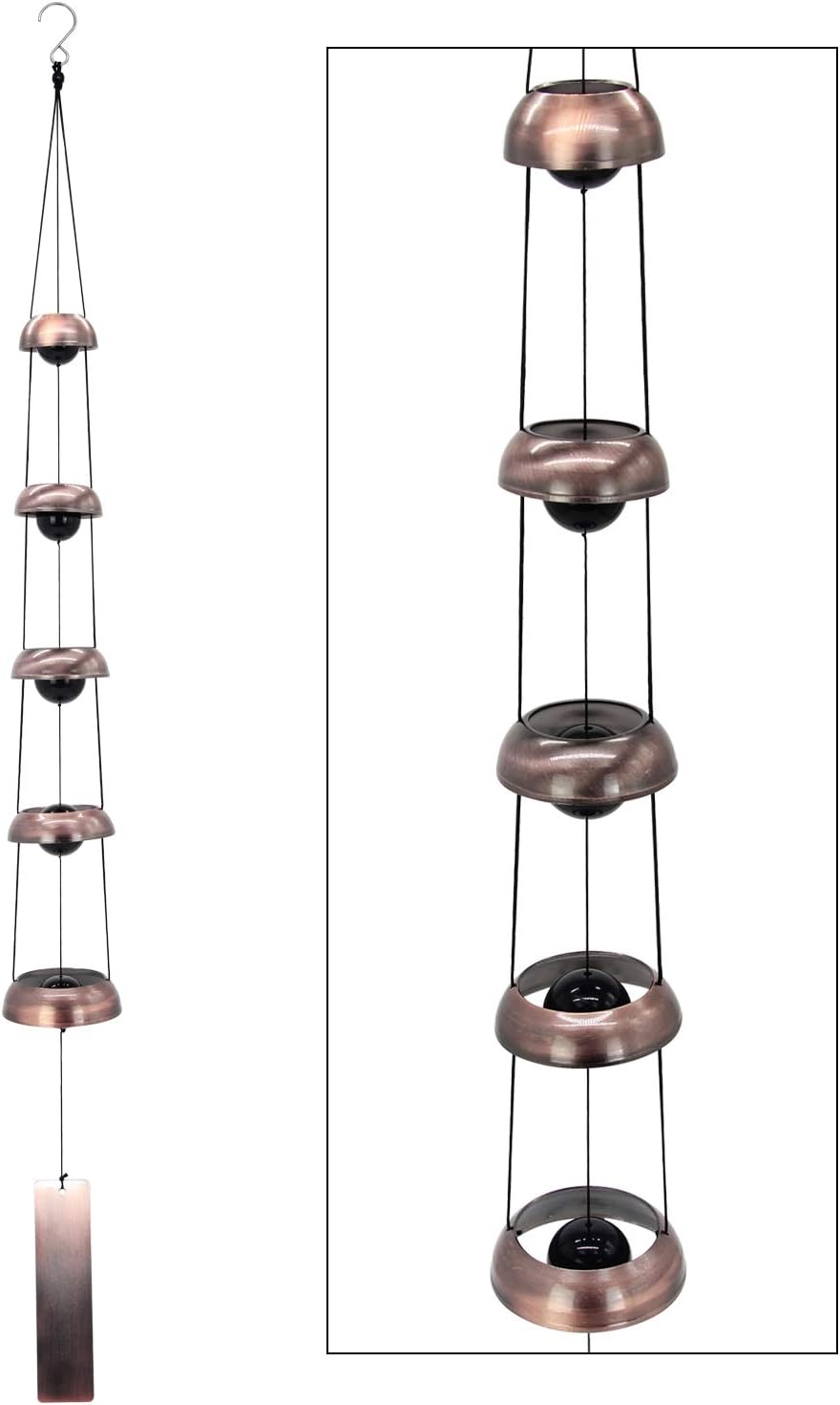 Bell Wind Chimes, Special Temple Wind Bell, Unique Red Copper Wind Chimes with 5...