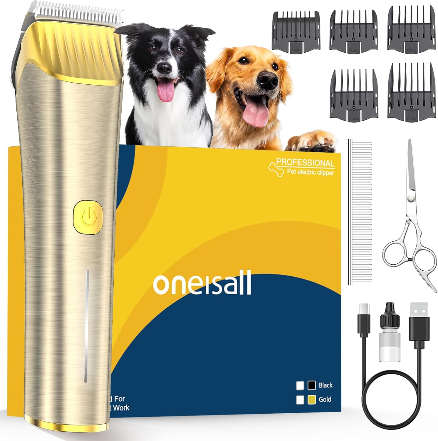 oneisall Dog Clippers for Grooming for Heavy Thick Coat, 2 Speed Low Noise Dog G...