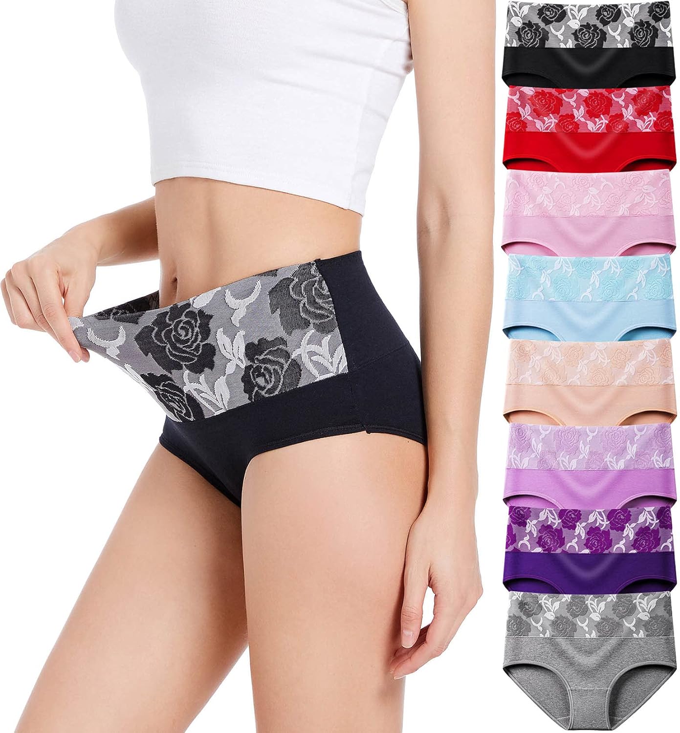 HAVVIS Women's High Waist Knickers Ladies Cotton Briefs Underwear Full Back Cove...
