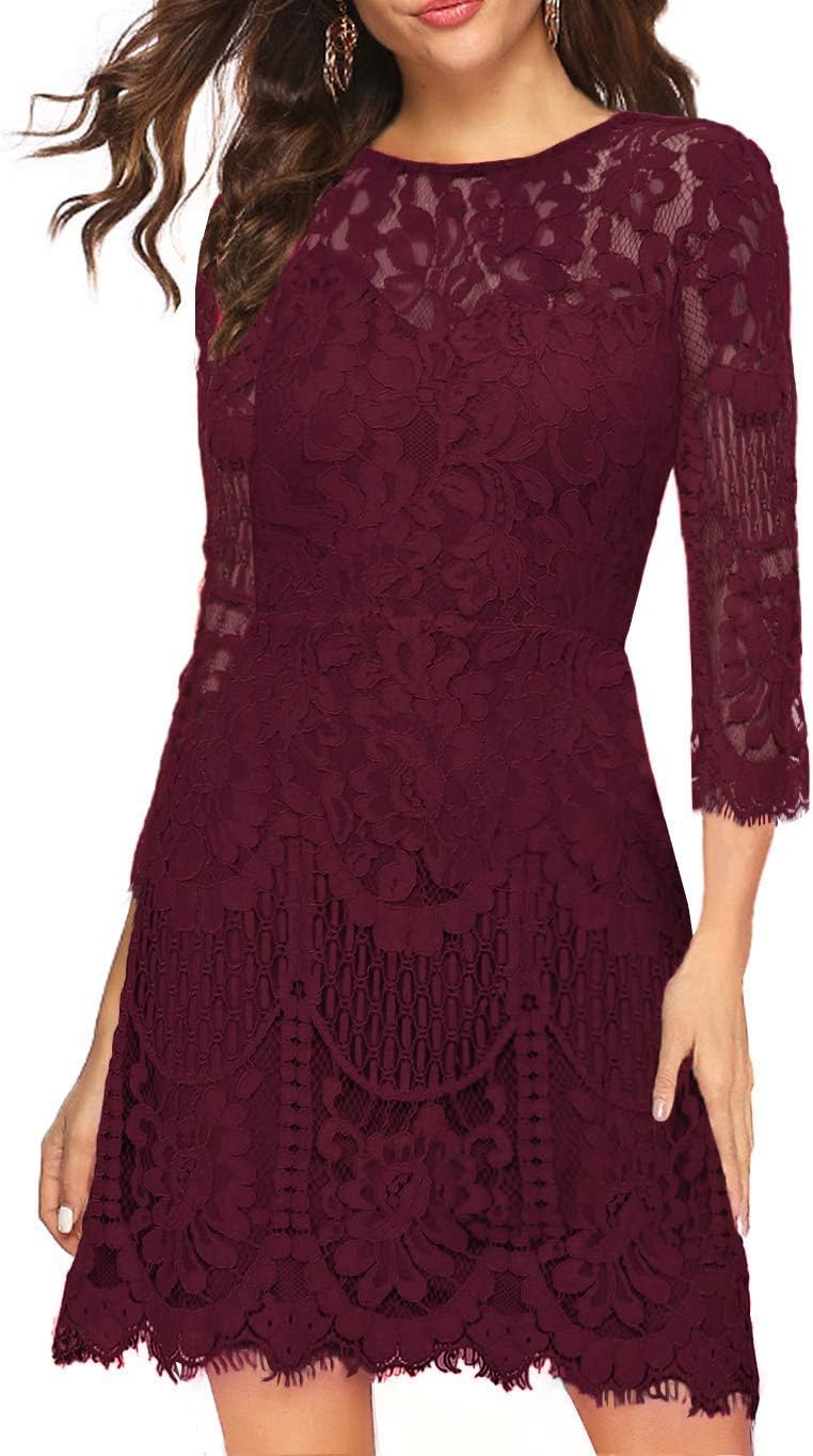 MSLG Women's Dress, Elegant Cocktail Party Wear with Round Neck V-Back Design, U...