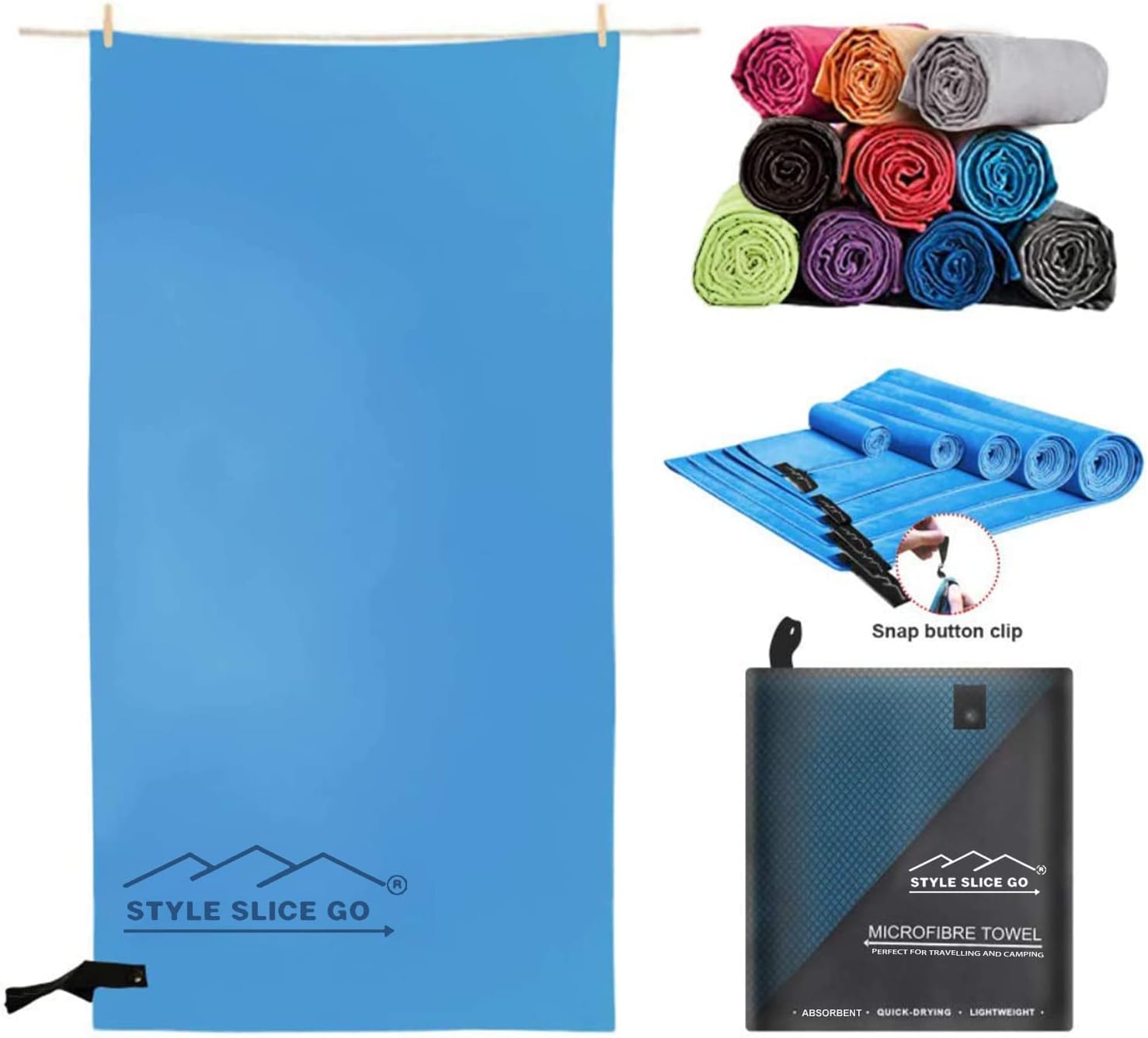 Style Slice Microfibre Towel, Special Lightweight Absorbent Towel for Quick Dryi...