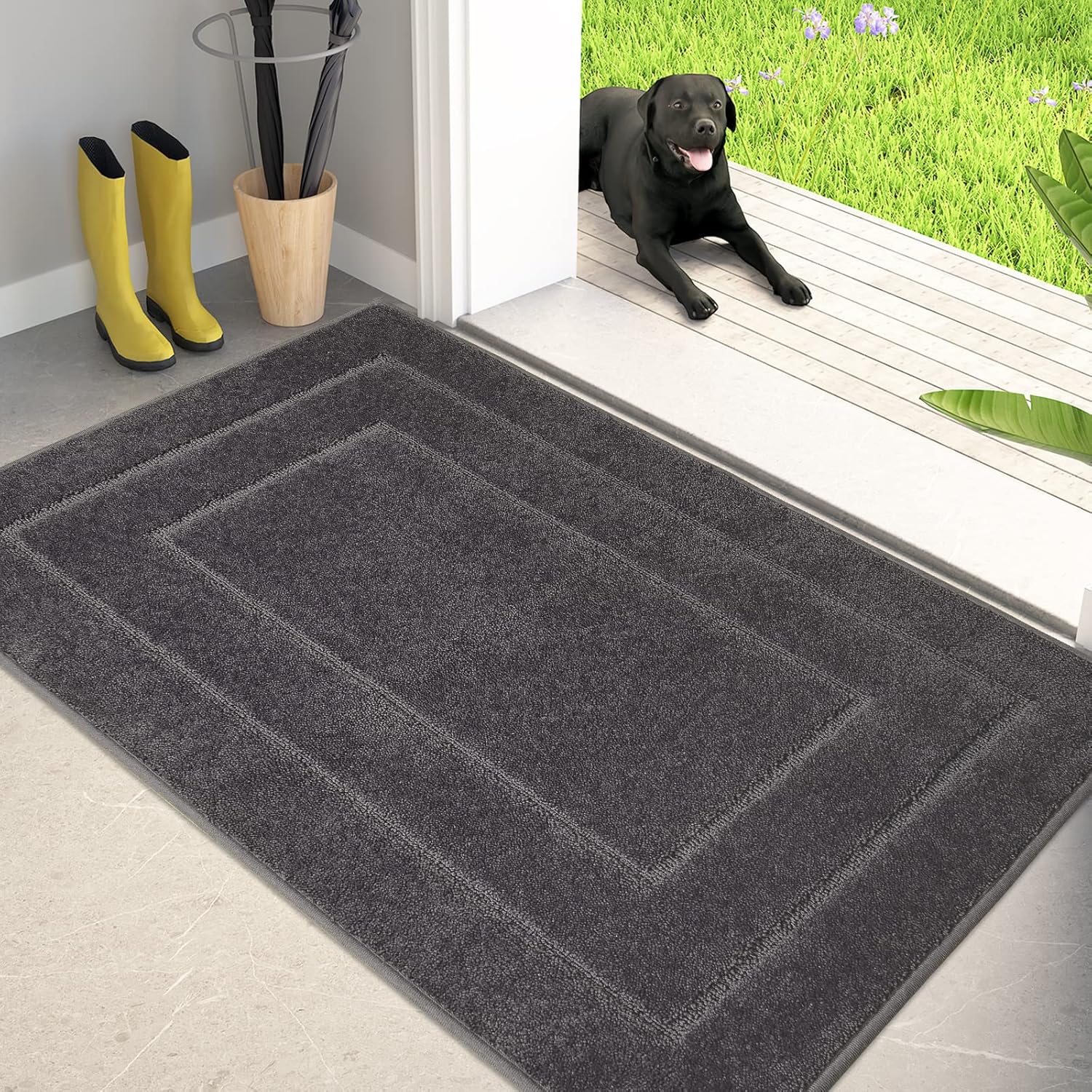 PURRUGS Dirt Trapper Door Mat, Special Non-Slip/Skid Machine Washable Entryway R...