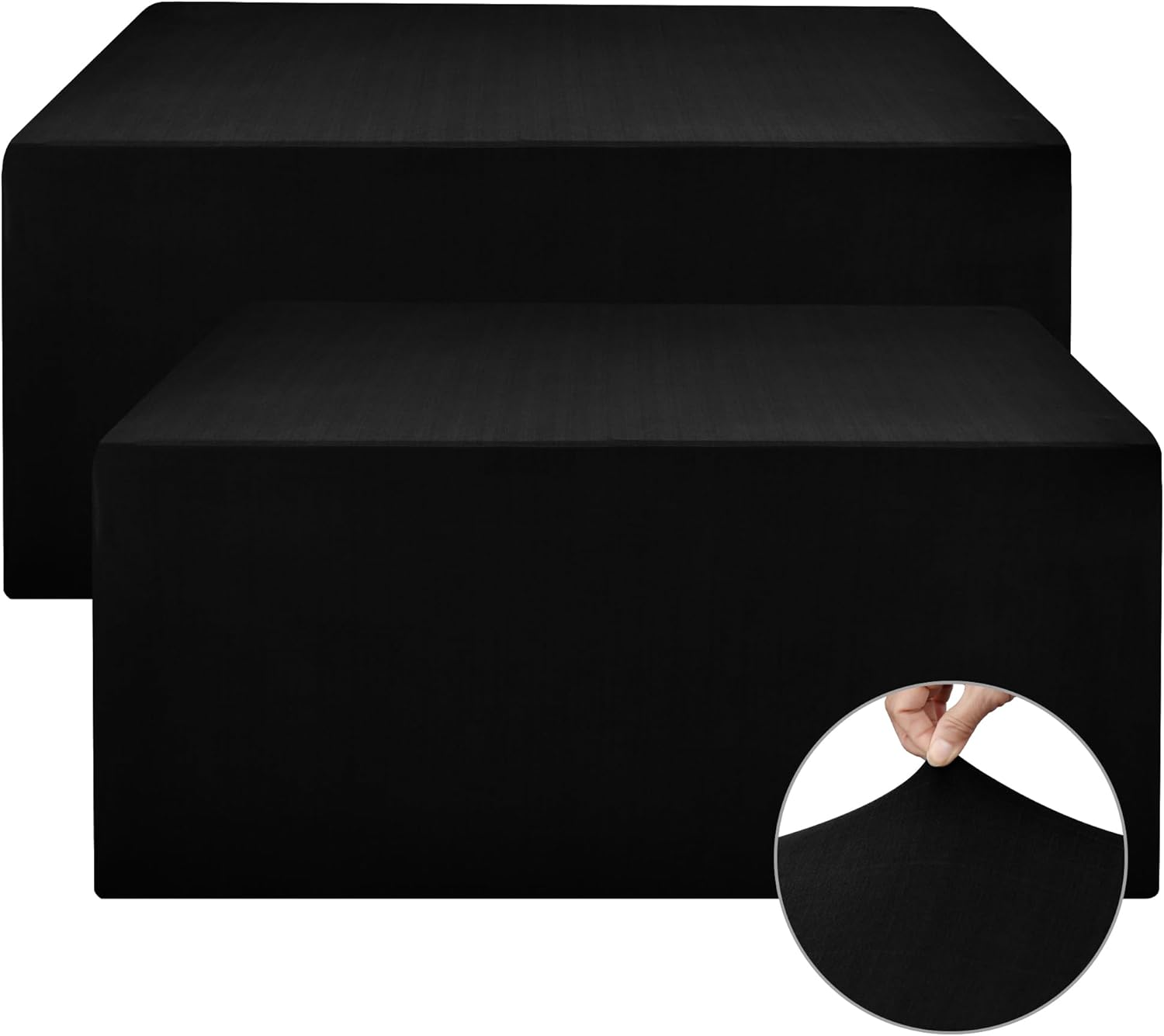 Nasitos Spandex Fitted Table Covers for 6 Foot Tables - 72 x 30 Inch - 2 Pack Bl...