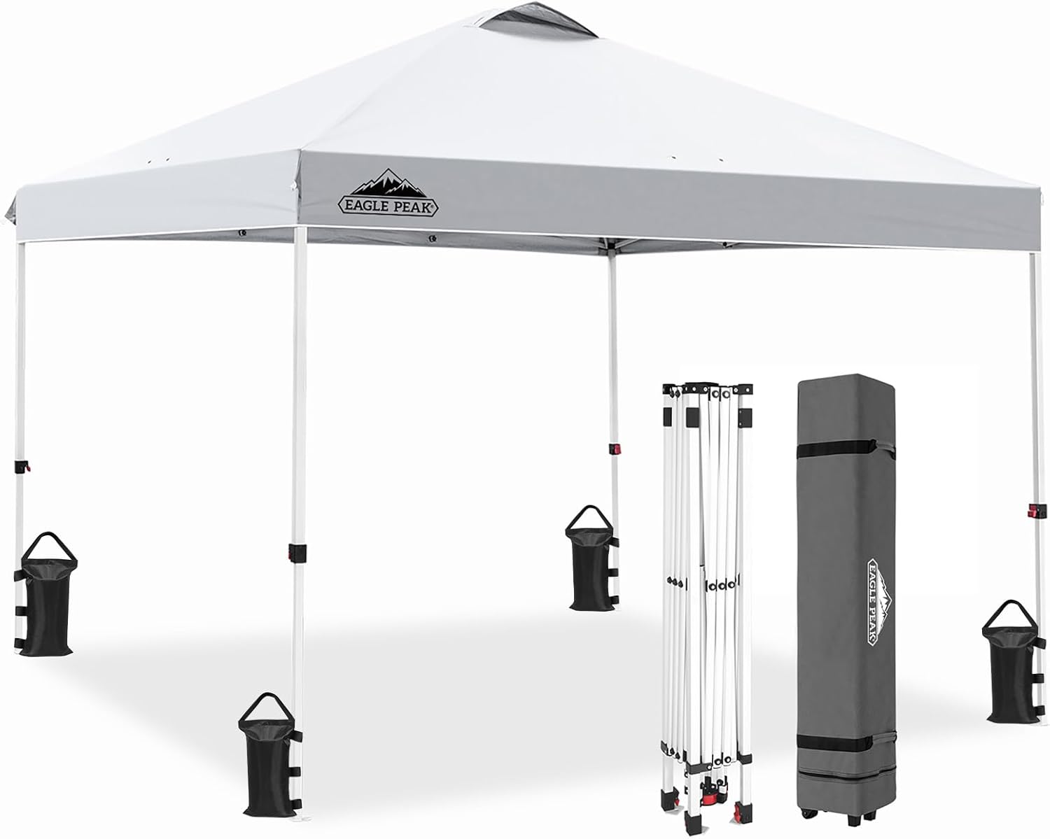 EAGLE PEAK 10x10 Pop Up Canopy Tent Instant Outdoor Canopy Easy Set-up Straight...
