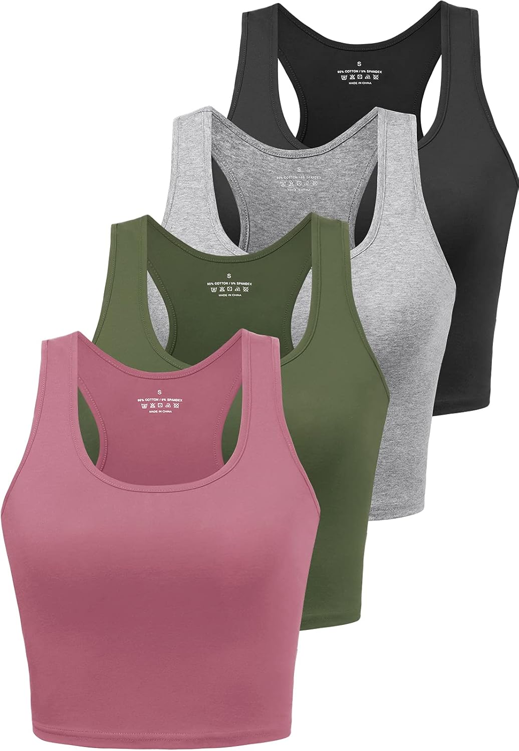 Cotton Workout Crop Tank Top for Women Racerback Yoga Tank Tops Athletic Sports...