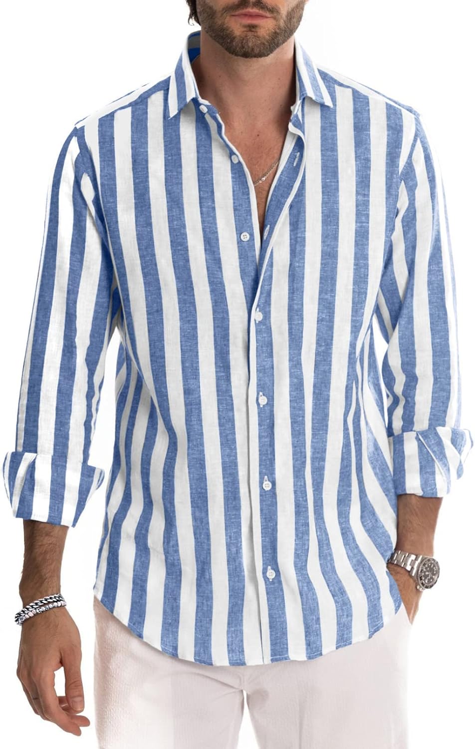 Meilicloth Men's Shirts, Special Long Sleeve Striped Casual Shirt, High-Quality...