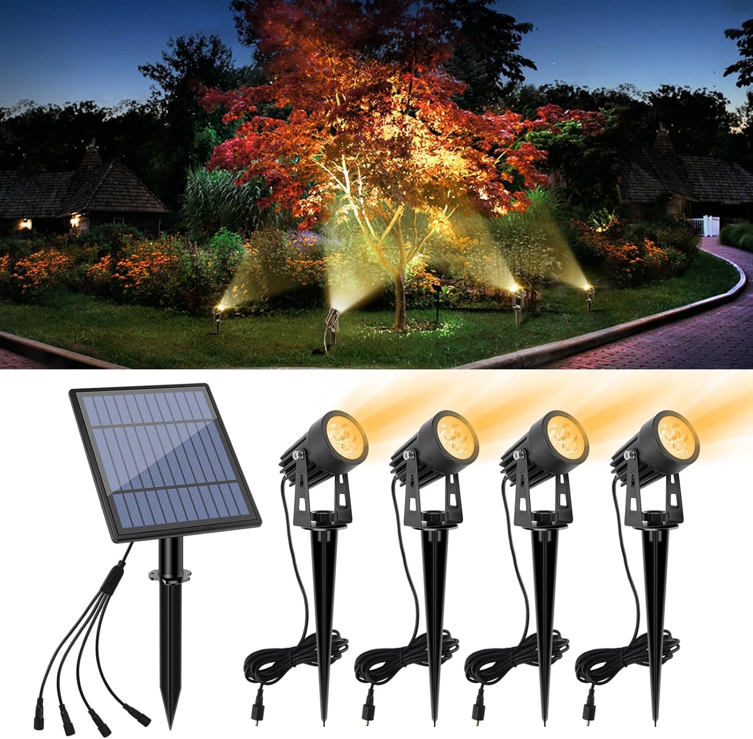 APONUO Solar Spotlights Landscape Lights Low Voltage Outdoor Solar Landscape Lig...