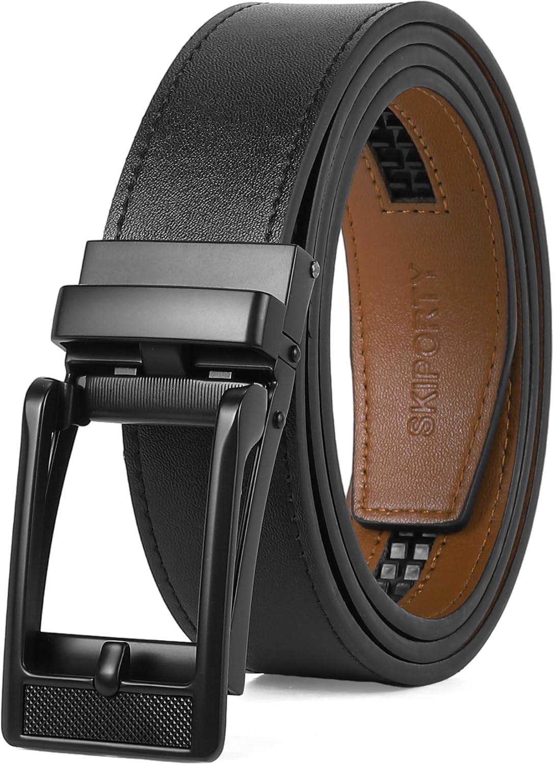 Men's Ratchet Belts Leather Comfort Adjustable Click Belt With Slide Buckle for...