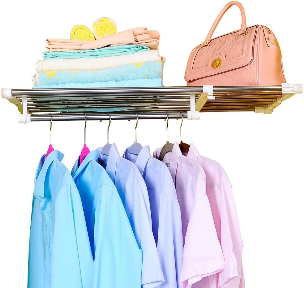 BAOYOUNI Extendable Closet Shelf Rod, Special Clothes Hanger Organizer, High-Qua...