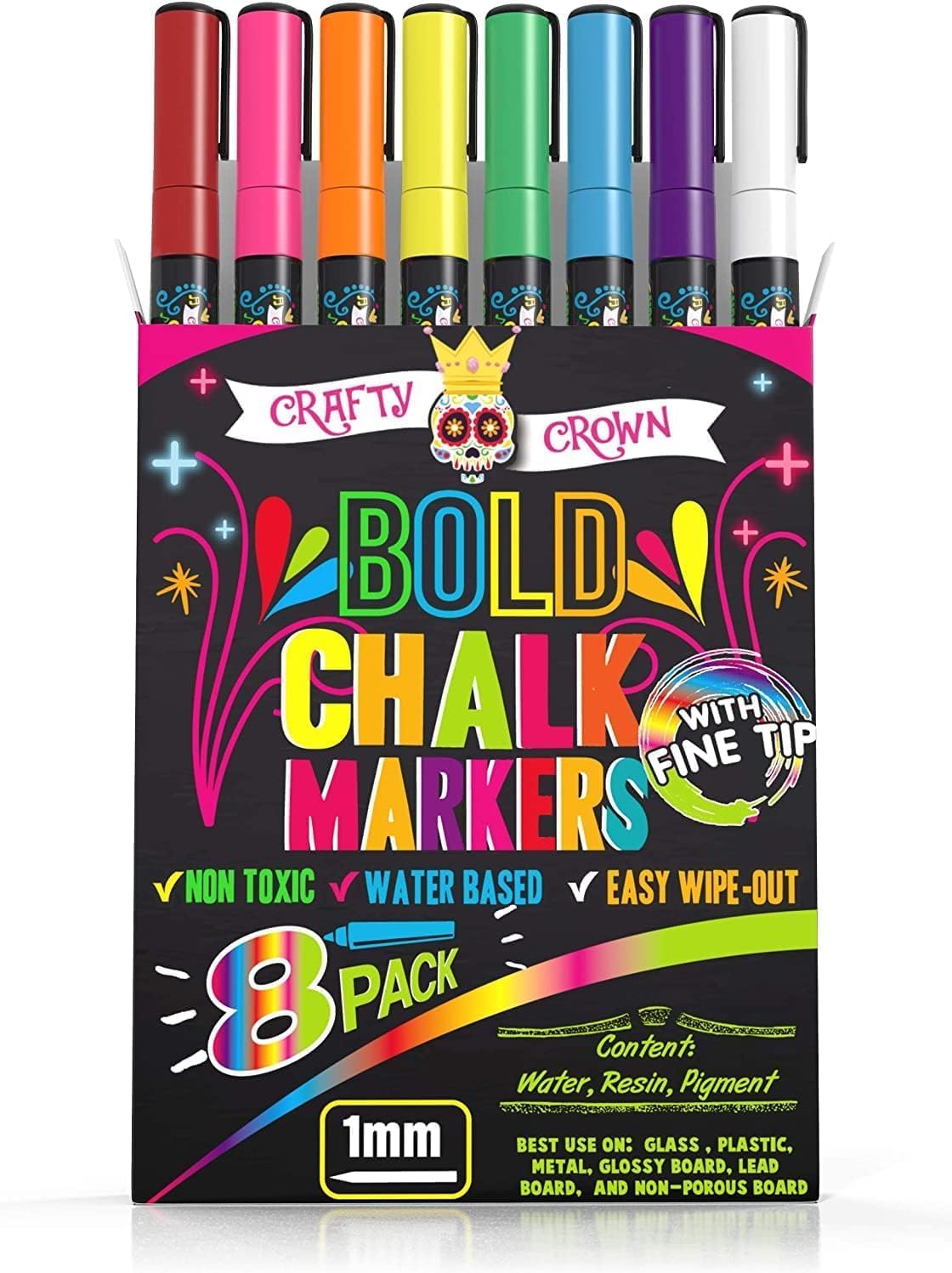 Chalky Crown - Chalk Pens - Liquid Chalk Markers - Dry Erase Chalk Pen for Chalk...