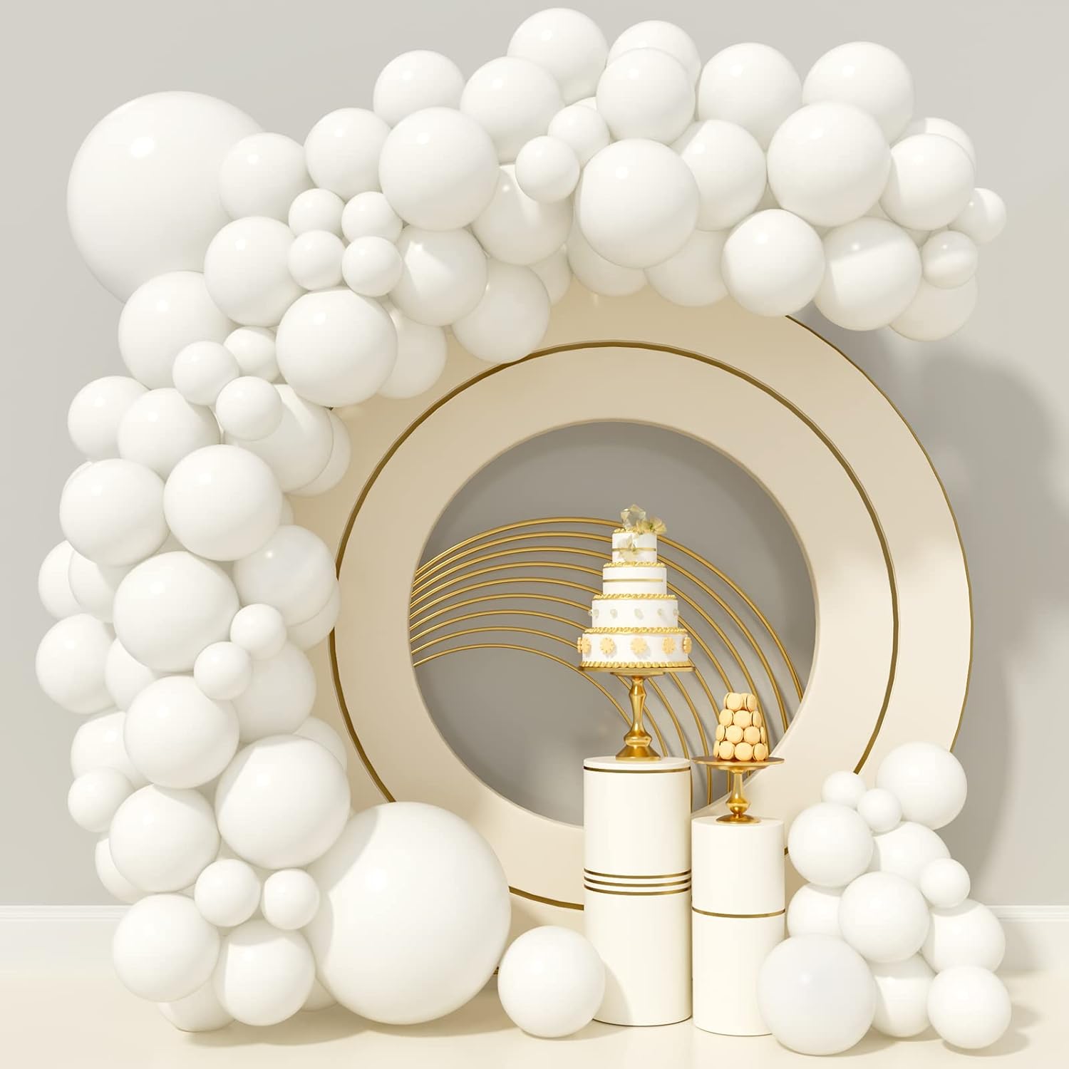 White Balloons, High-Quality White Balloon Garland Arch Kit, Innovative White Ma...