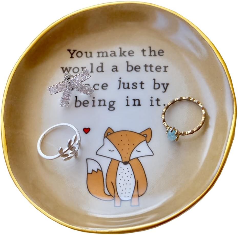 Titanape Fox Gifts for Women Ring Trinket Dish, You Make the World A Better Plac...