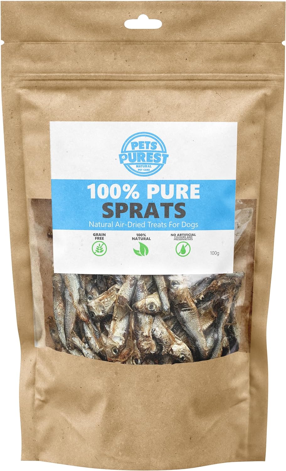 Pets Purest Sprats Dog Treats & Cat Snack - 100% Natural Air-Dried Fish Treat fo...
