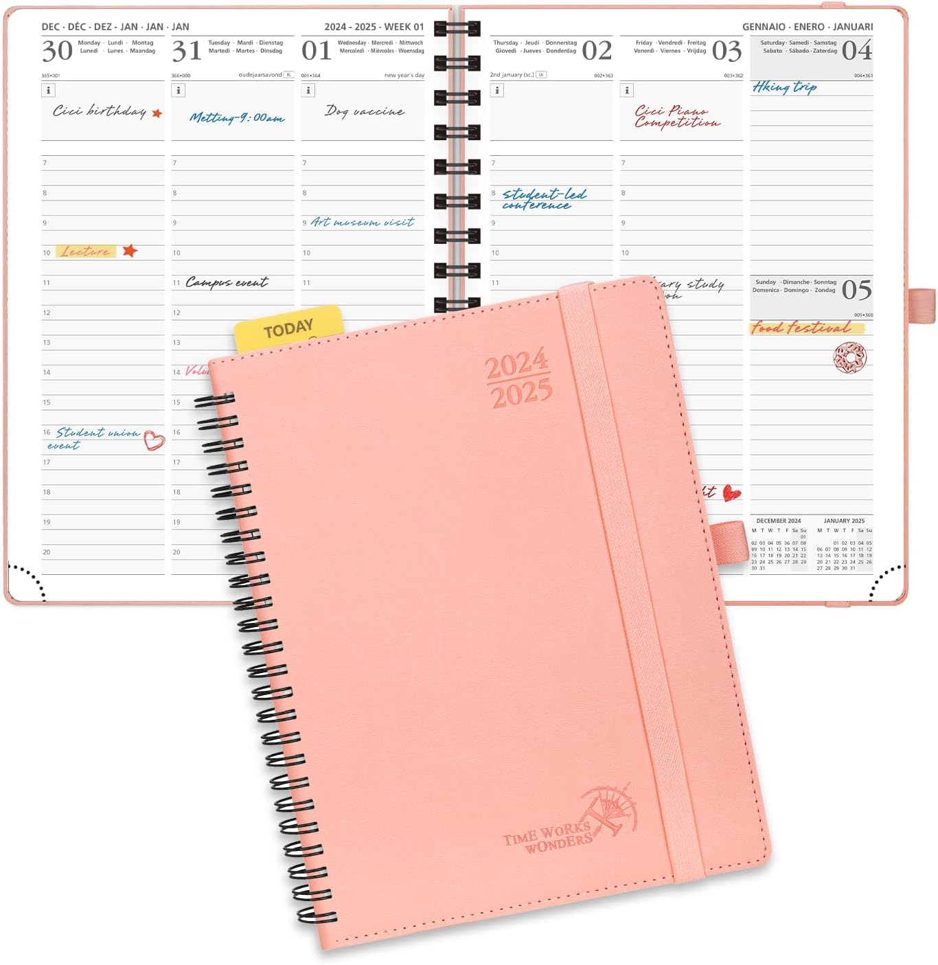 POPRUN A5 Academic Diary, Special Weekly Planner With Soft Cover Spiral, Innovat...