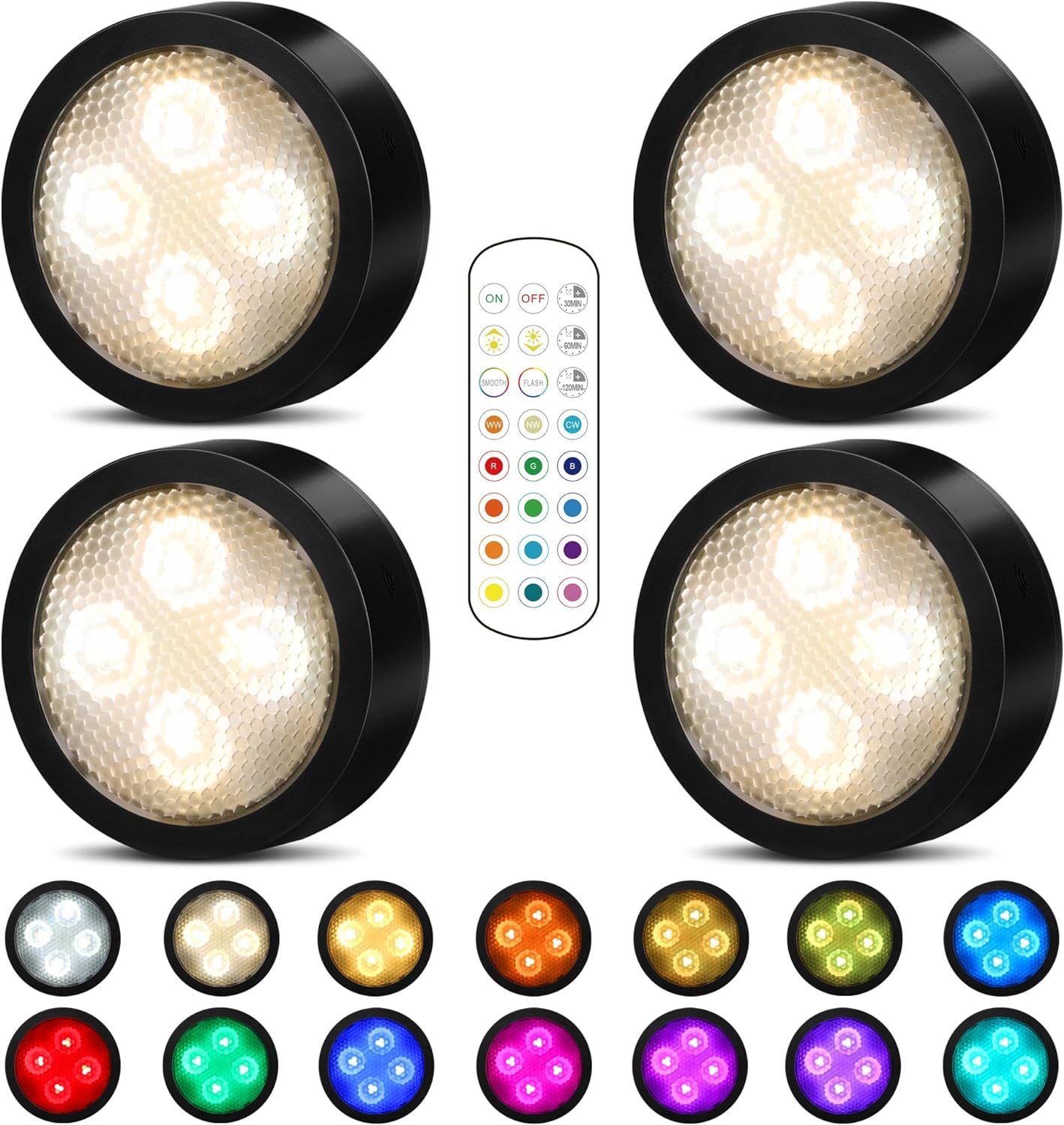 Onumii Puck Lights, Unique LED Lighting with Remote Control, Affordable and Vers...