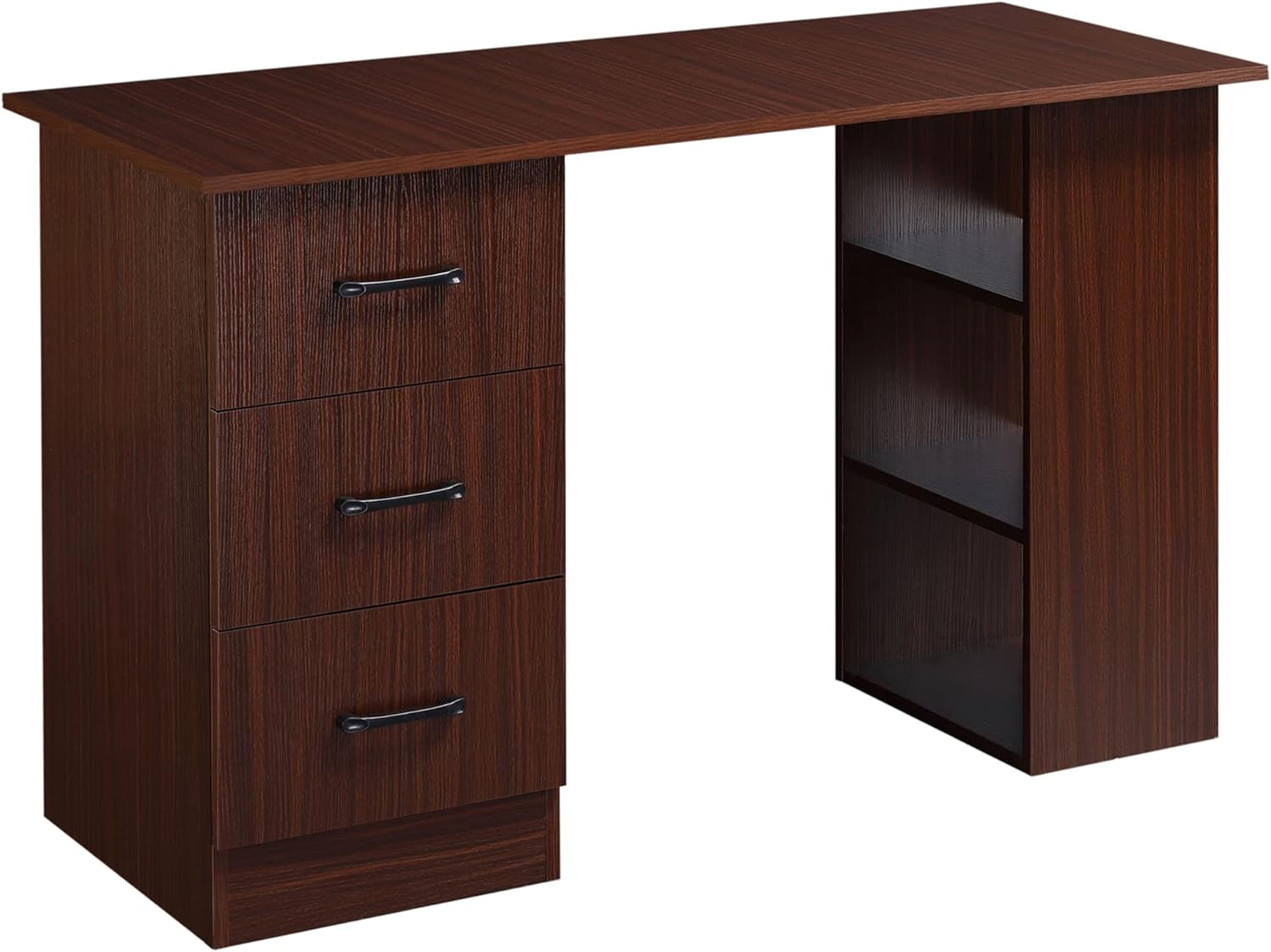 HOMCOM Computer Desk, Unique Writing Table, Innovative PC Workstation with 3 Sto...
