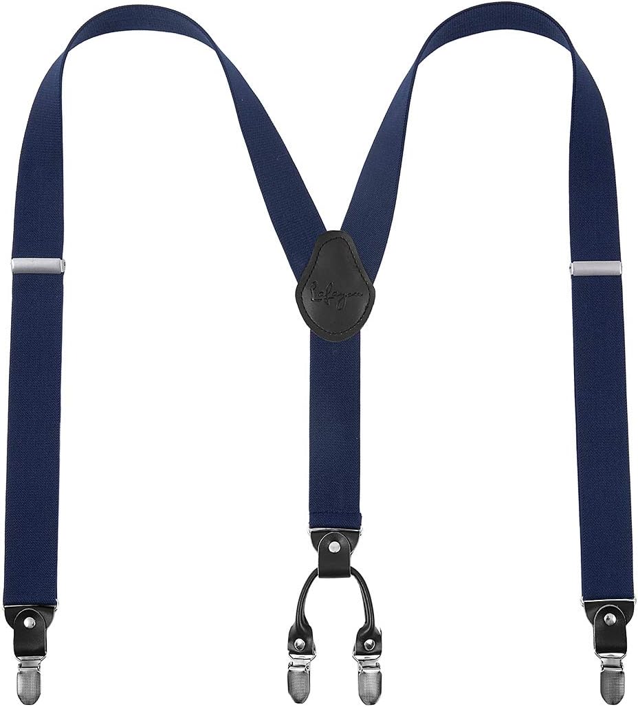 Lafayon Mens Braces, Special Braces for Men with 4 Clips, Unique 3.5cm Wide Heav...