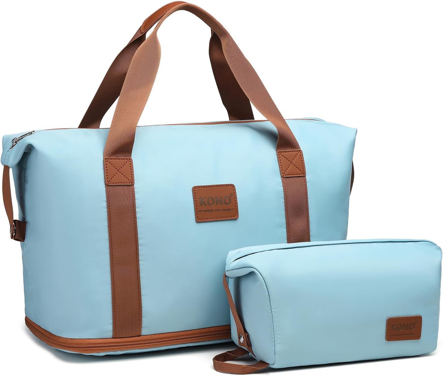 Kono Travel Duffel Bag with a Cosmetic Bag 36L Weekend Bags Dry and Wet Seperate...