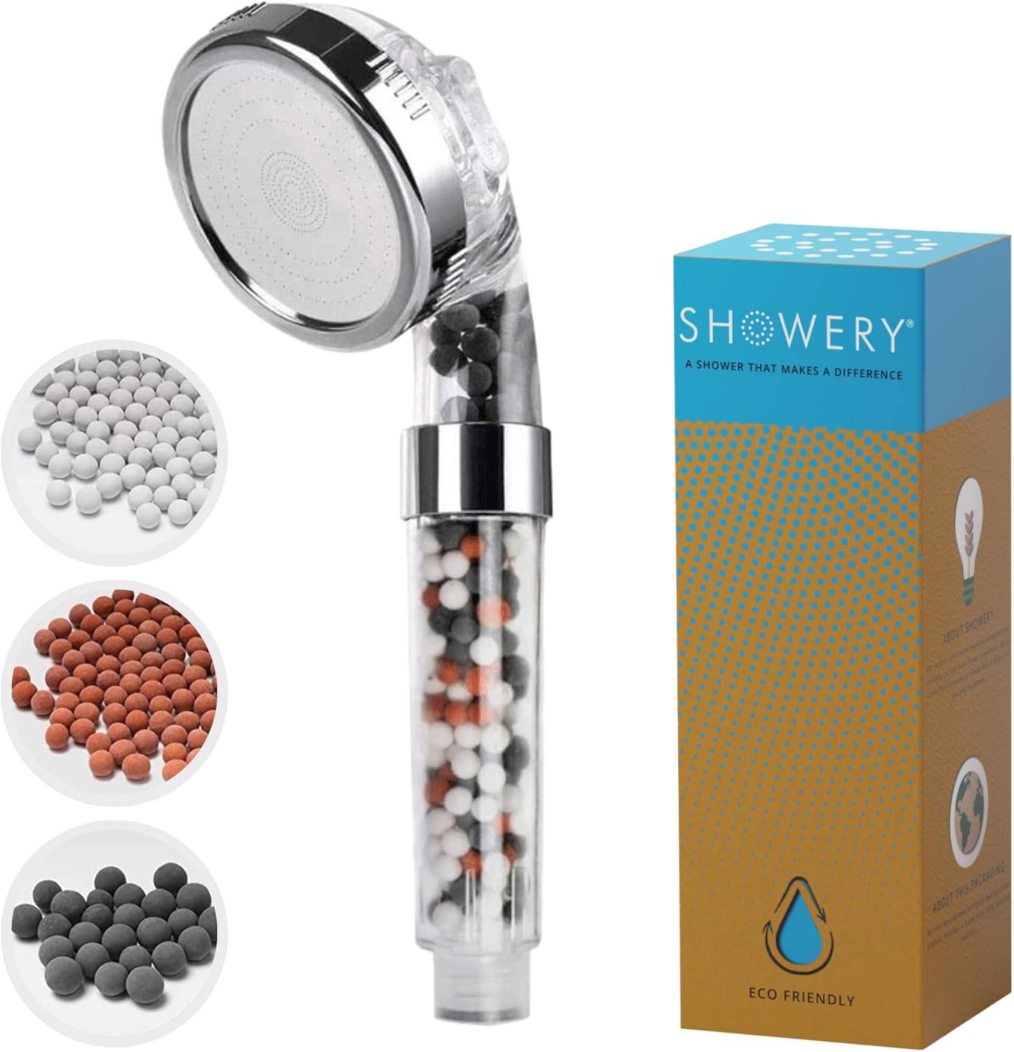 Showery® EcoFlow Shower Head, Special Water Saving High Pressure Shower Head, In...