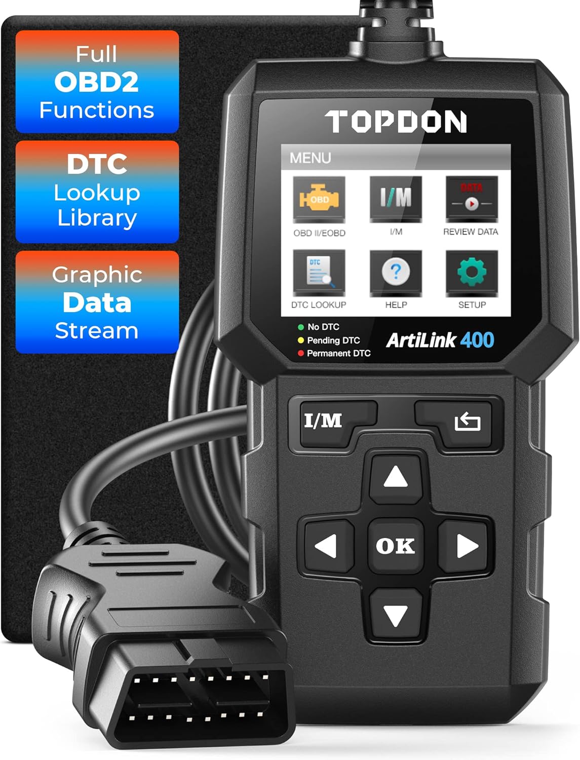 TOPDON OBD2 Code Reader AL400 OBD2 Scanner, Car Diagnostic Tool with 10 OBD Func...