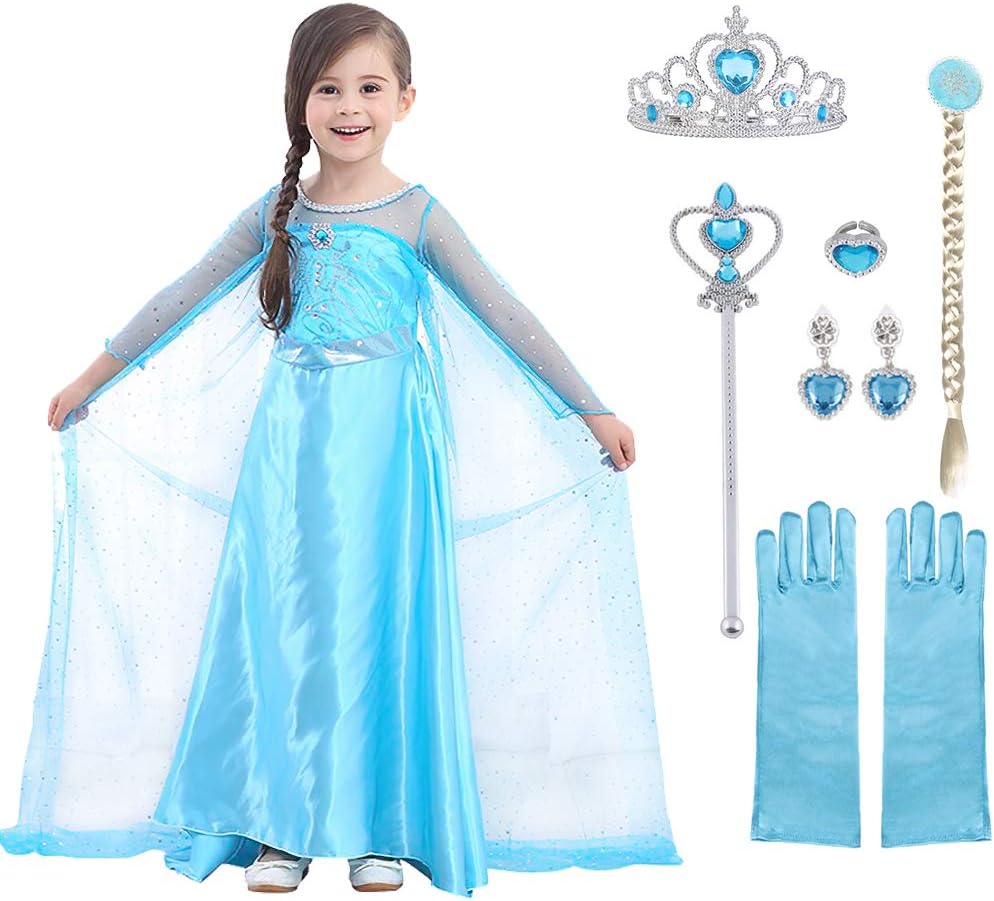 Unique URAQT Elsa Dress Princess Costume, Special Elsa Anna Dress Up for Girls,...
