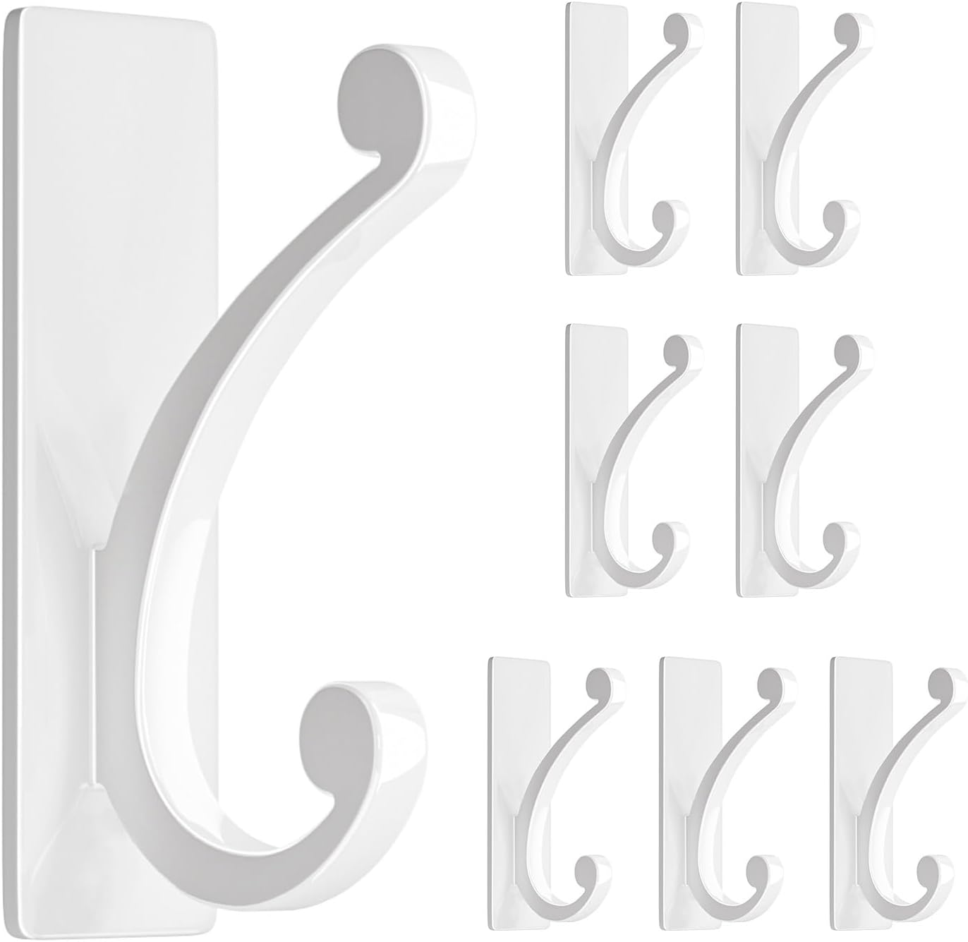 jockcaras 8-Pack Adhesive Coat Hooks for Door: 5KG Sturdy Wall Hook for Hanging...