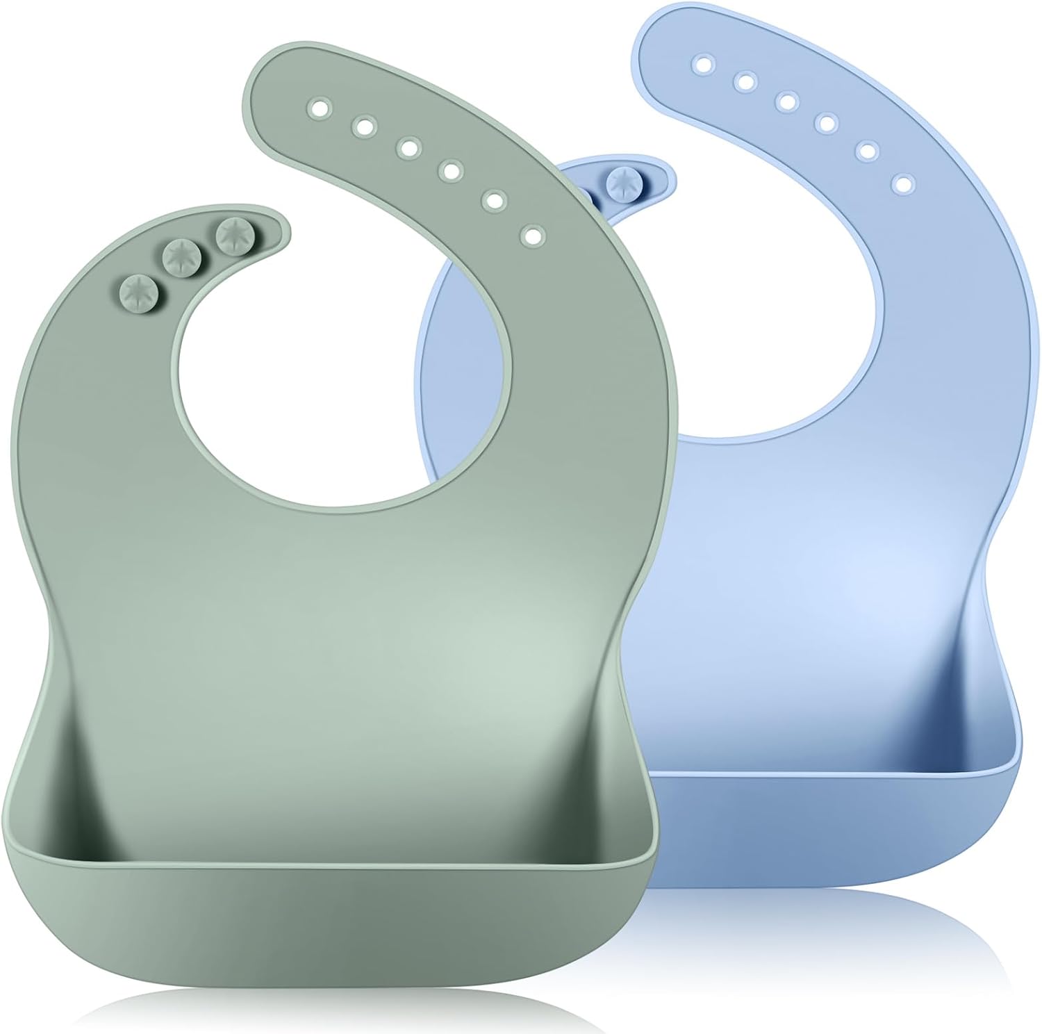 Vicloon Silicone Baby Bib, 2PCS Baby Weaning Bibs, Waterproof Baby Feeding Bibs...