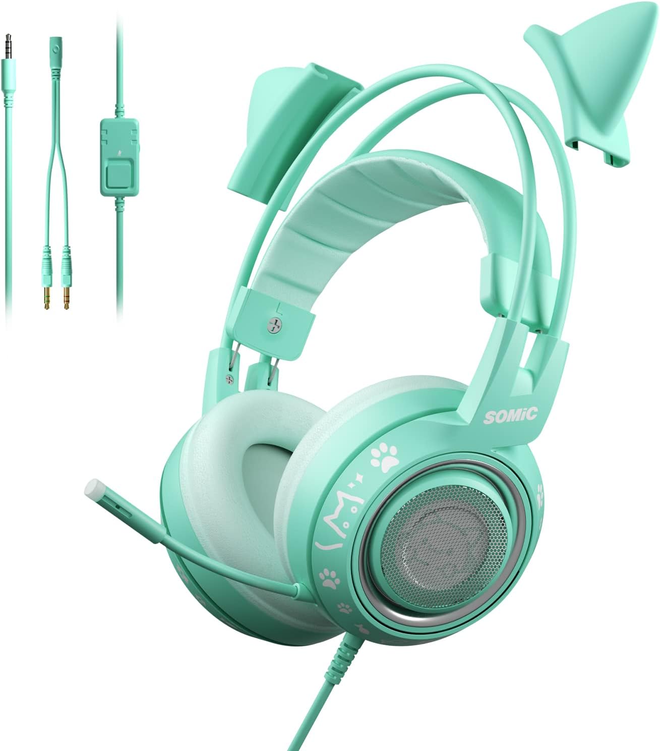 SOMiC G951S Green Gaming Headset, Special Headset with Microphone for PS4, PS5,...