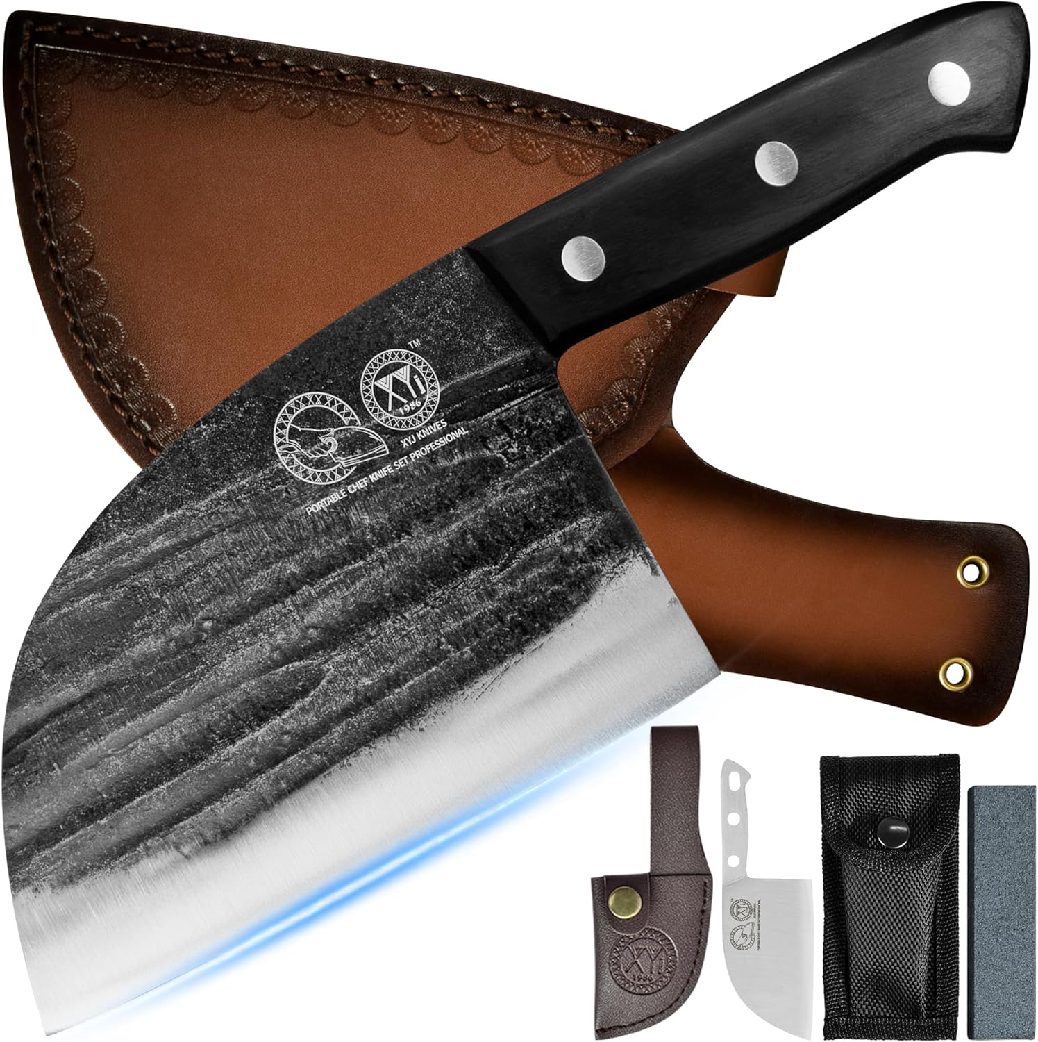 XYJ Authentic Since 1986,6 Inch Serbian Chef Knife With Sheath,Handmade Forged A...